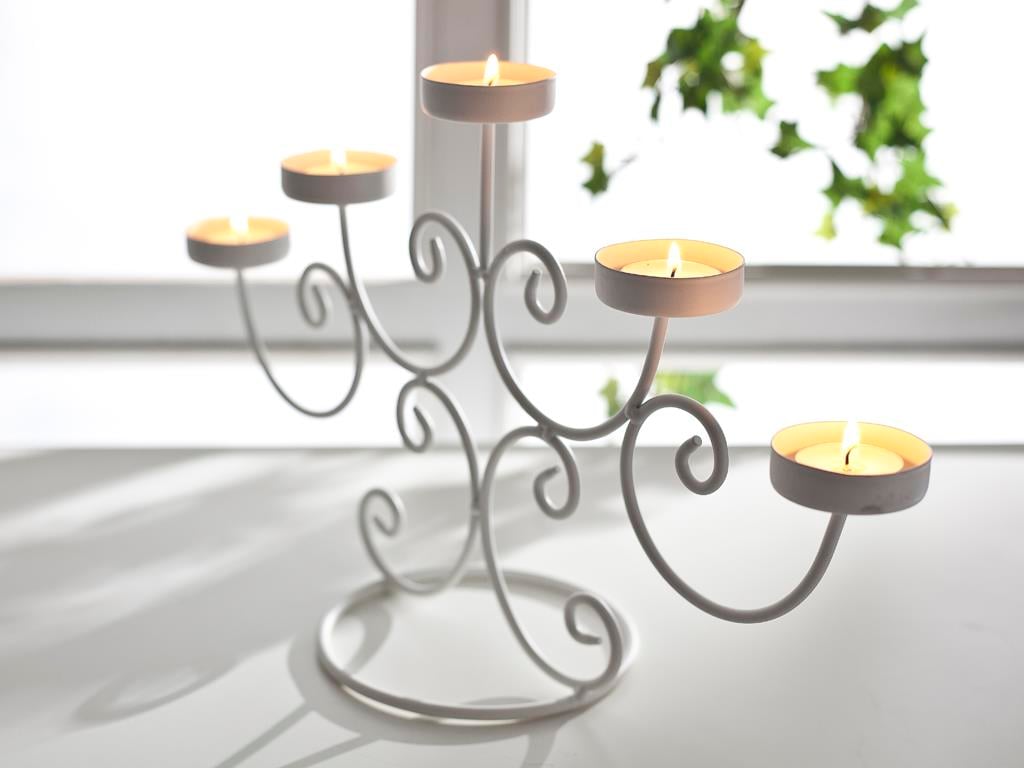 Fancy СВЕЩНИК 5 бр. Ковано желязо White