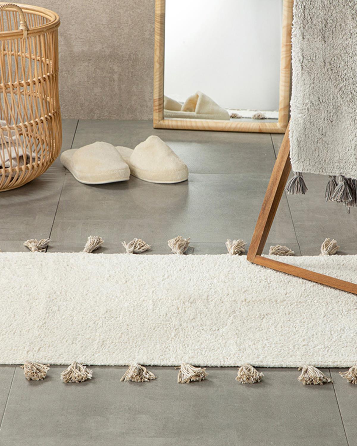 Fancy Постелка За Баня Памучен, Кремово, 60 X 90 Cm