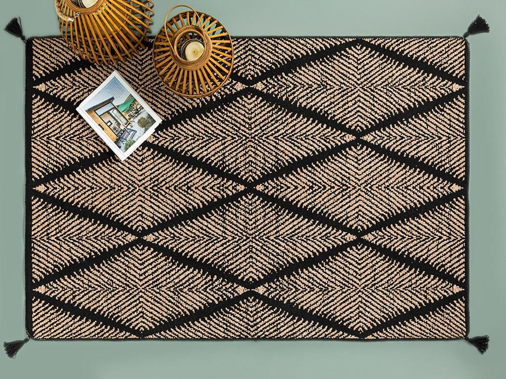 Fancy Odes Килим Тъкан, Бежово-Черно, 80 X 150 Cm