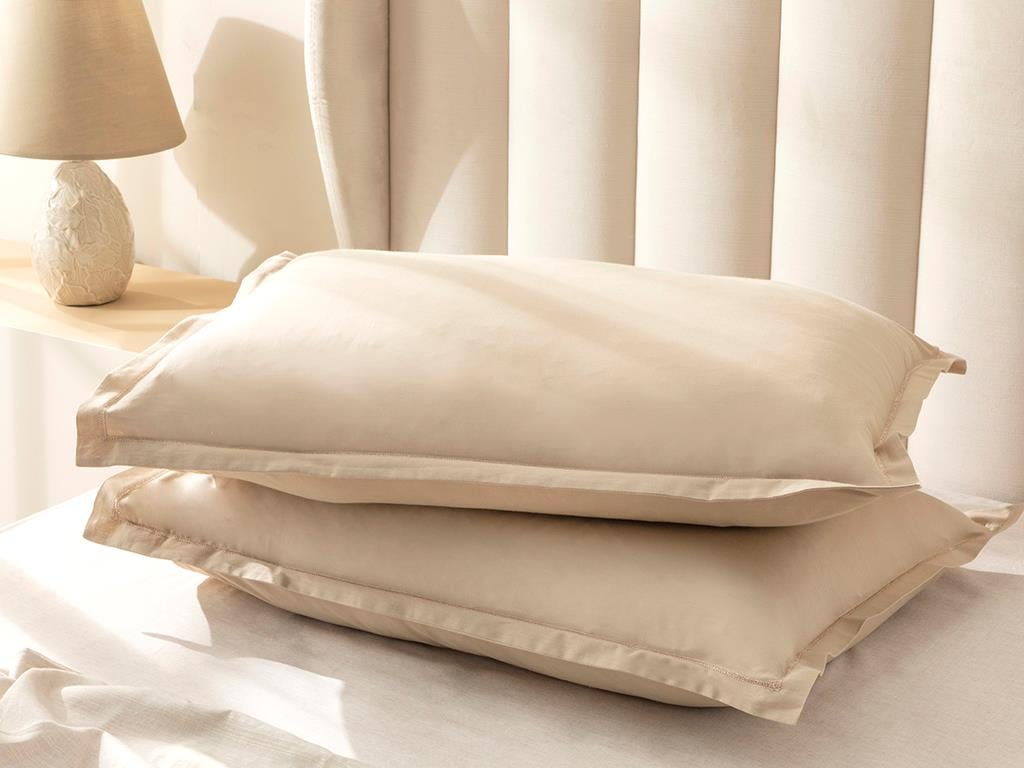 Fancy Plain Калъфка За Възглавница Двоен с ушенце Памучен с брокат 50x70 см Бледокафяв