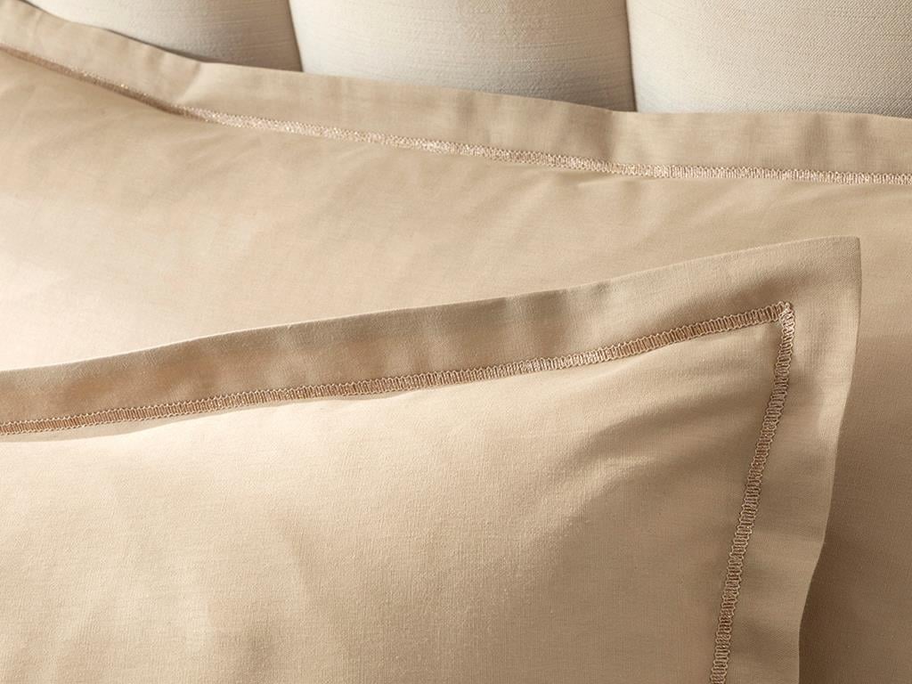 Fancy Plain Калъфка За Възглавница Двоен с ушенце Памучен с брокат 50x70 см Бледокафяв