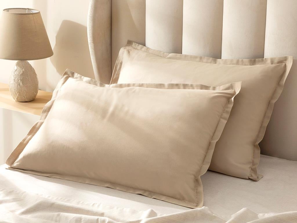 Fancy Plain Калъфка За Възглавница Двоен с ушенце Памучен с брокат 50x70 см Бледокафяв