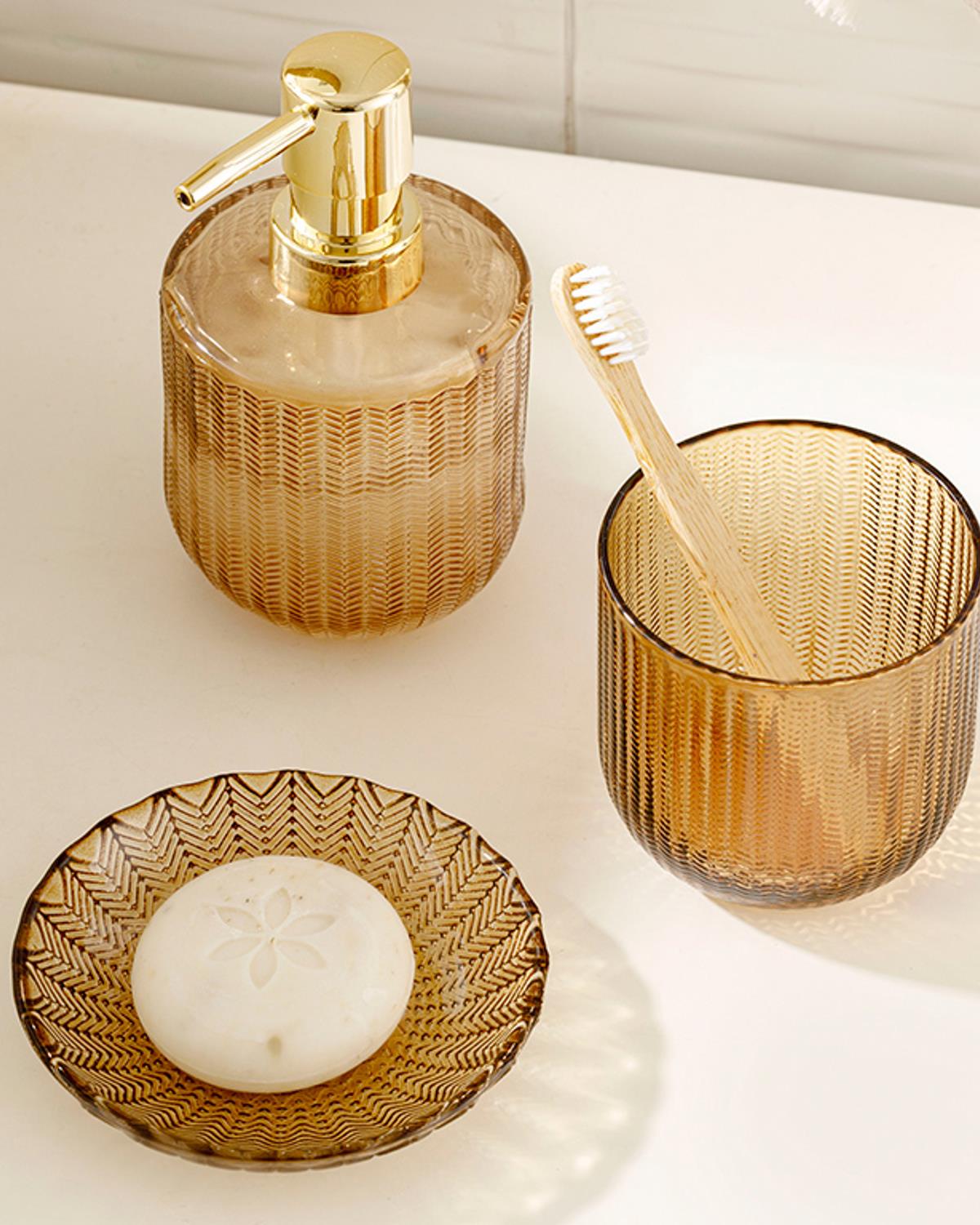 Felicity Комплект За Баня 3 бр. Стъкло 8x8x14,5см 8x8x7,5см 11,5x2см Кехлибар