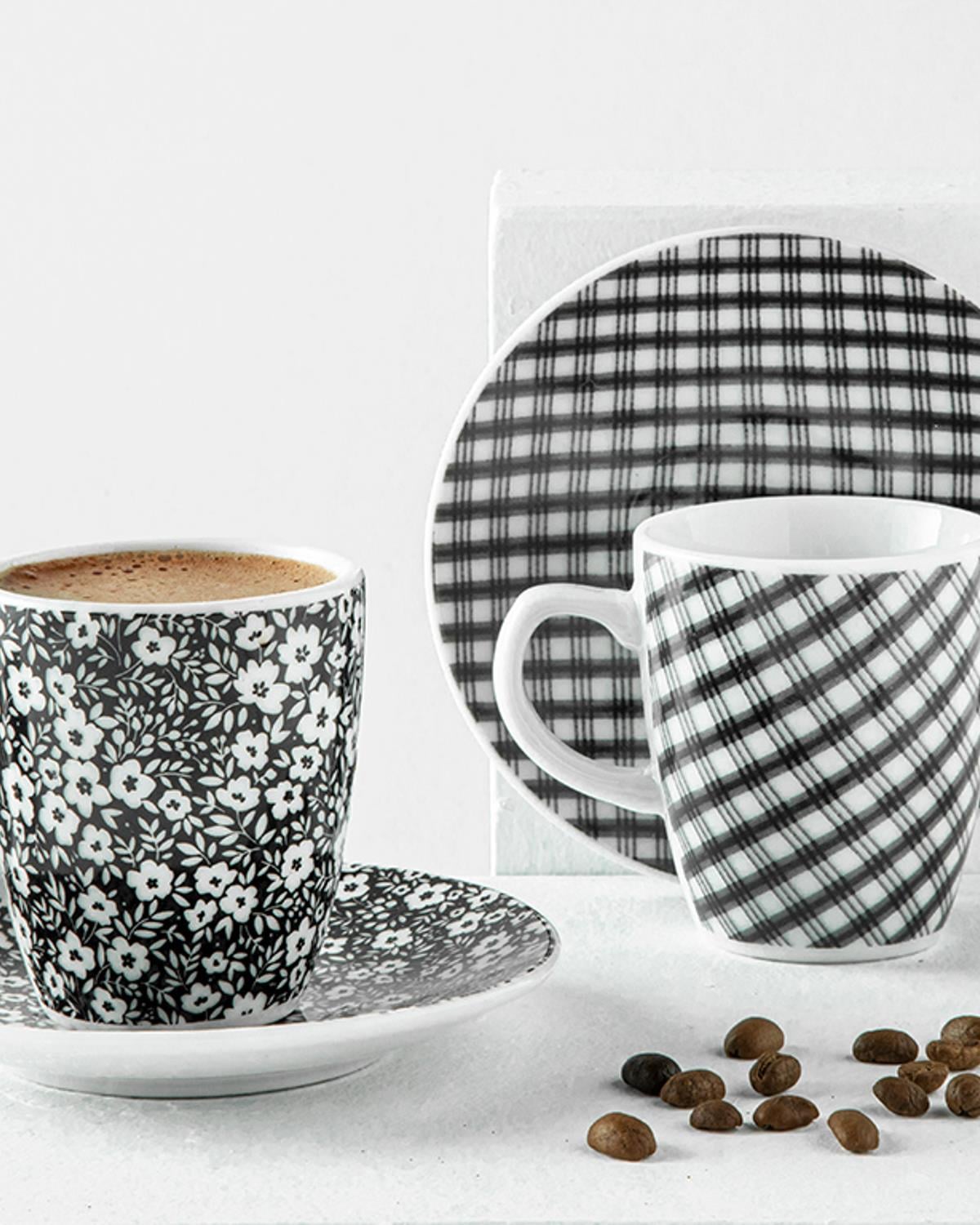 Fiorito Сервиз За Кафе 4 Бр. За 2 Души, Порцелан, Черно, 100 Ml