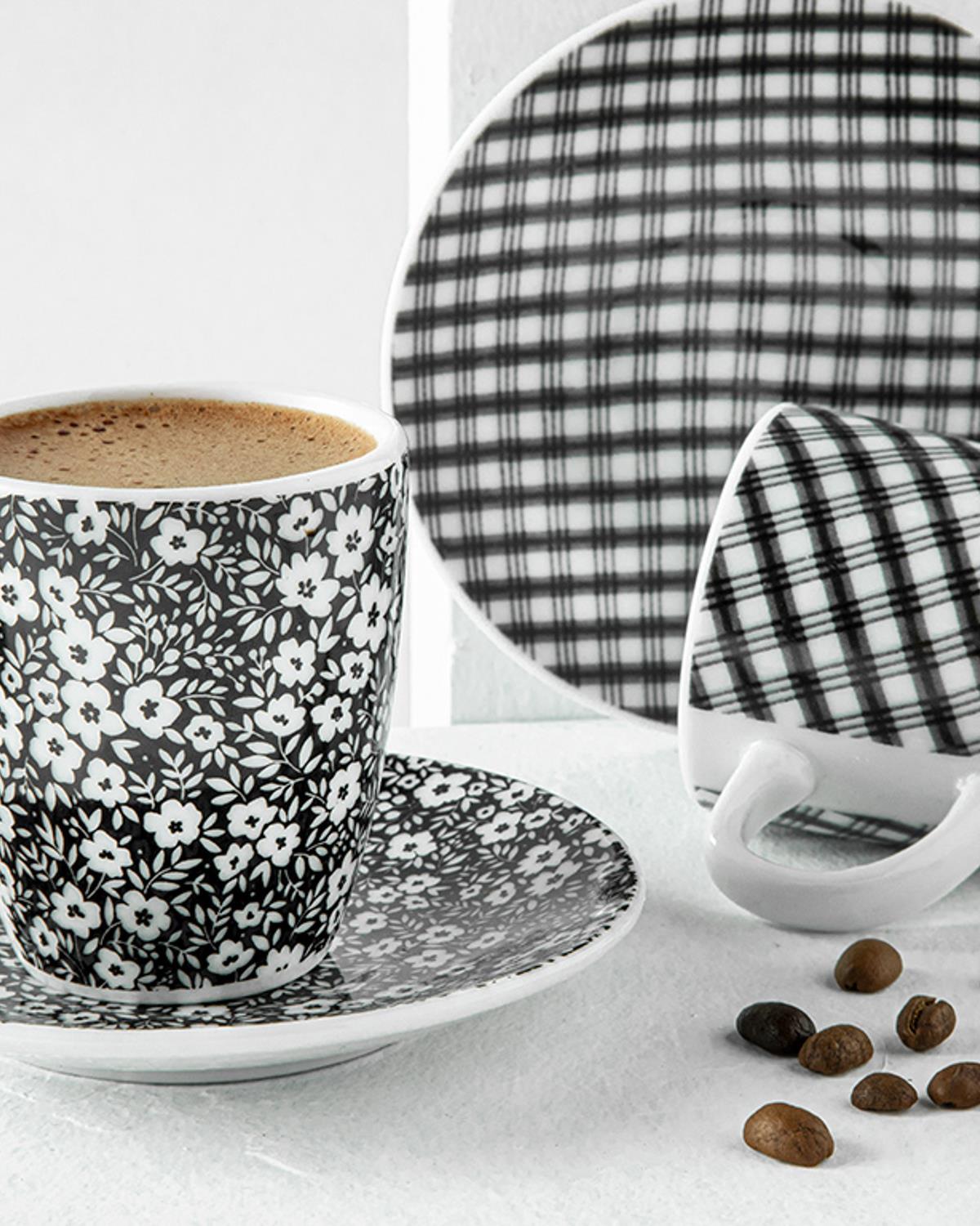 Fiorito Сервиз За Кафе 4 Бр. За 2 Души, Порцелан, Черно, 100 Ml