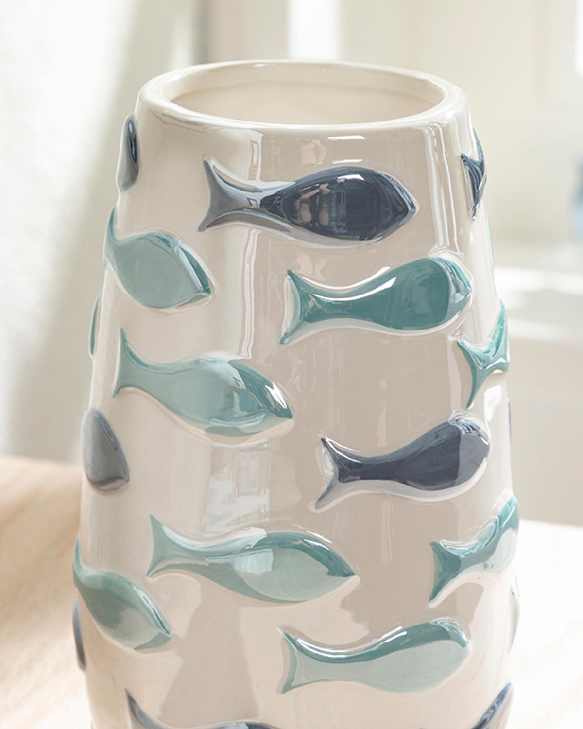 Fish Ваза 9.3x9.3x16 см Син - Зелен