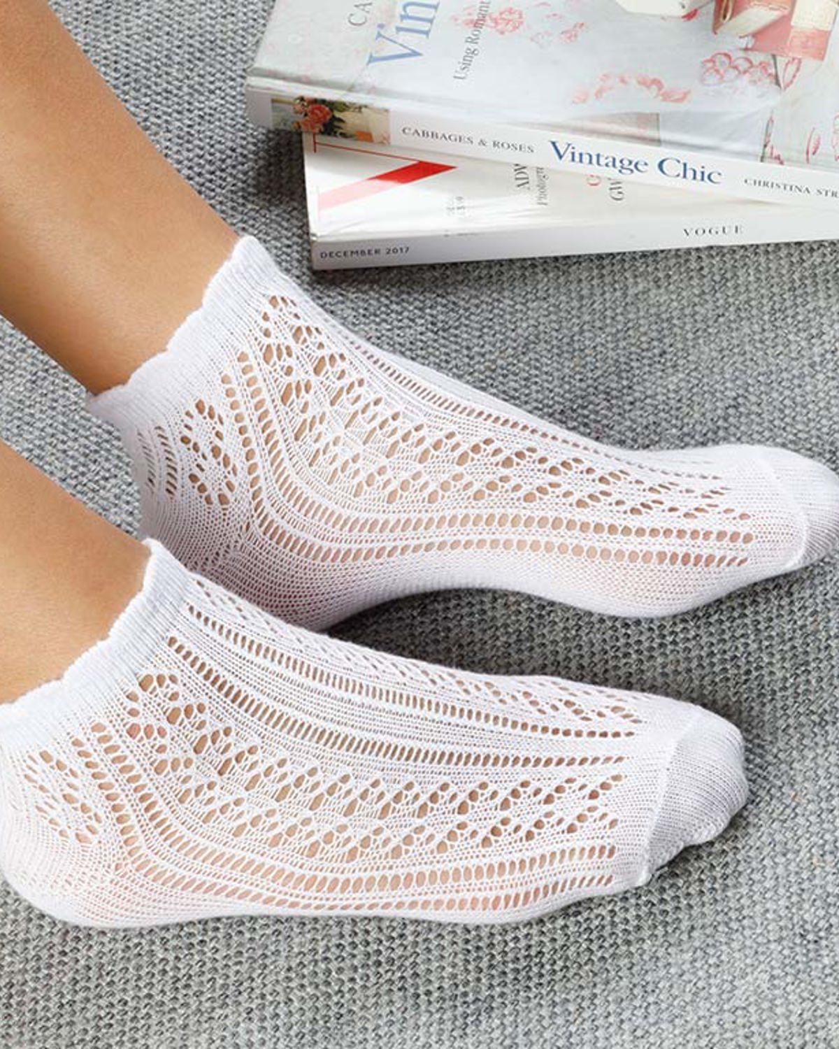 Fishnet Чорапи Памук Стандартен Бял