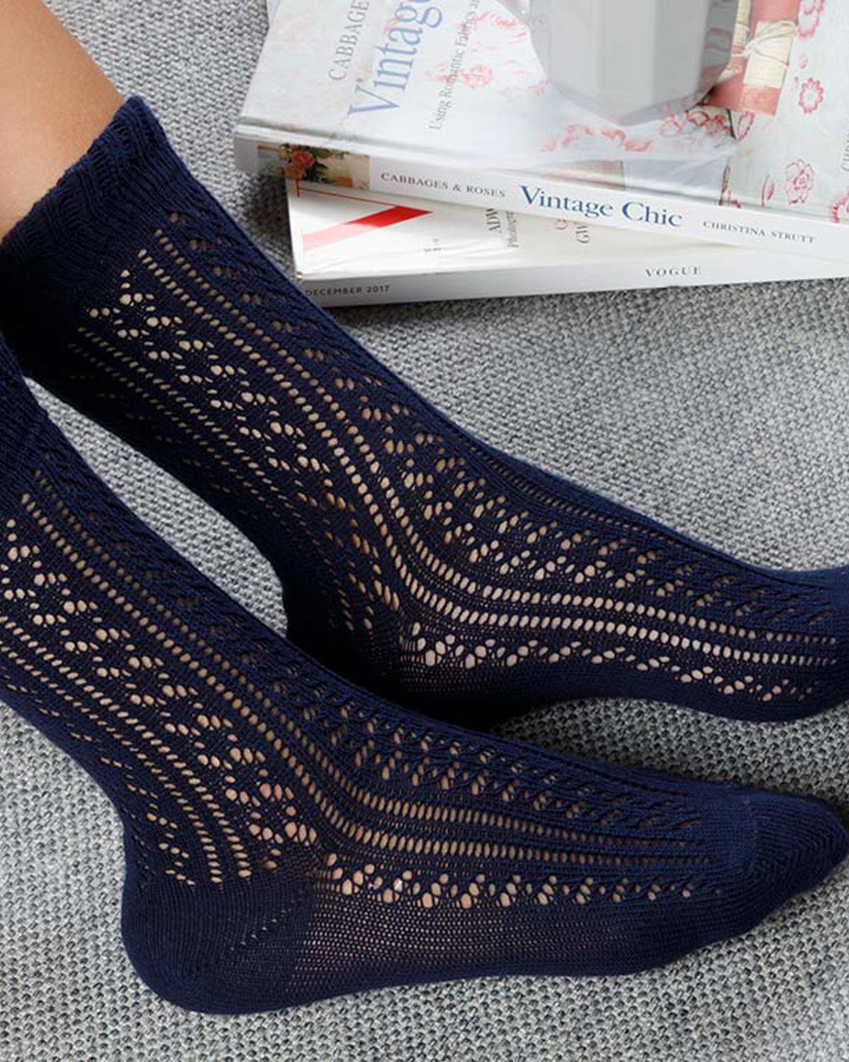 Fishnet Long Чорапи Памук Стандартен Морскосин