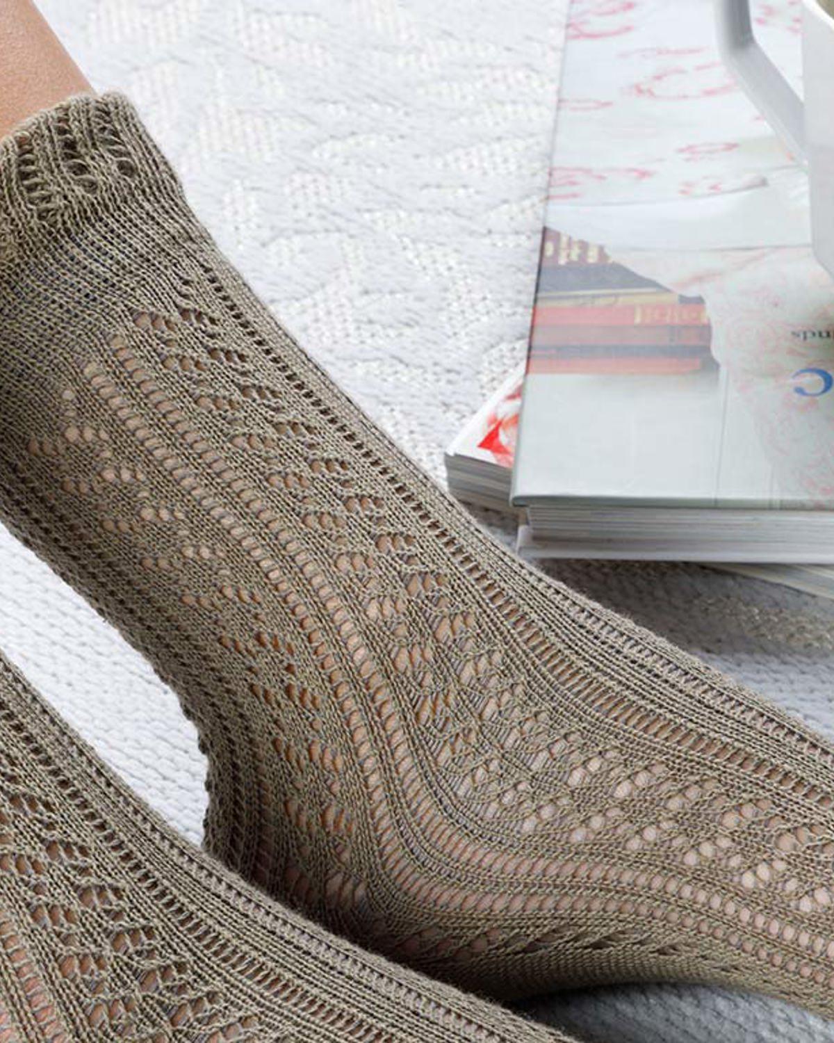 Fishnet Long Чорапи Памук Стандартен Маслиненозелен.