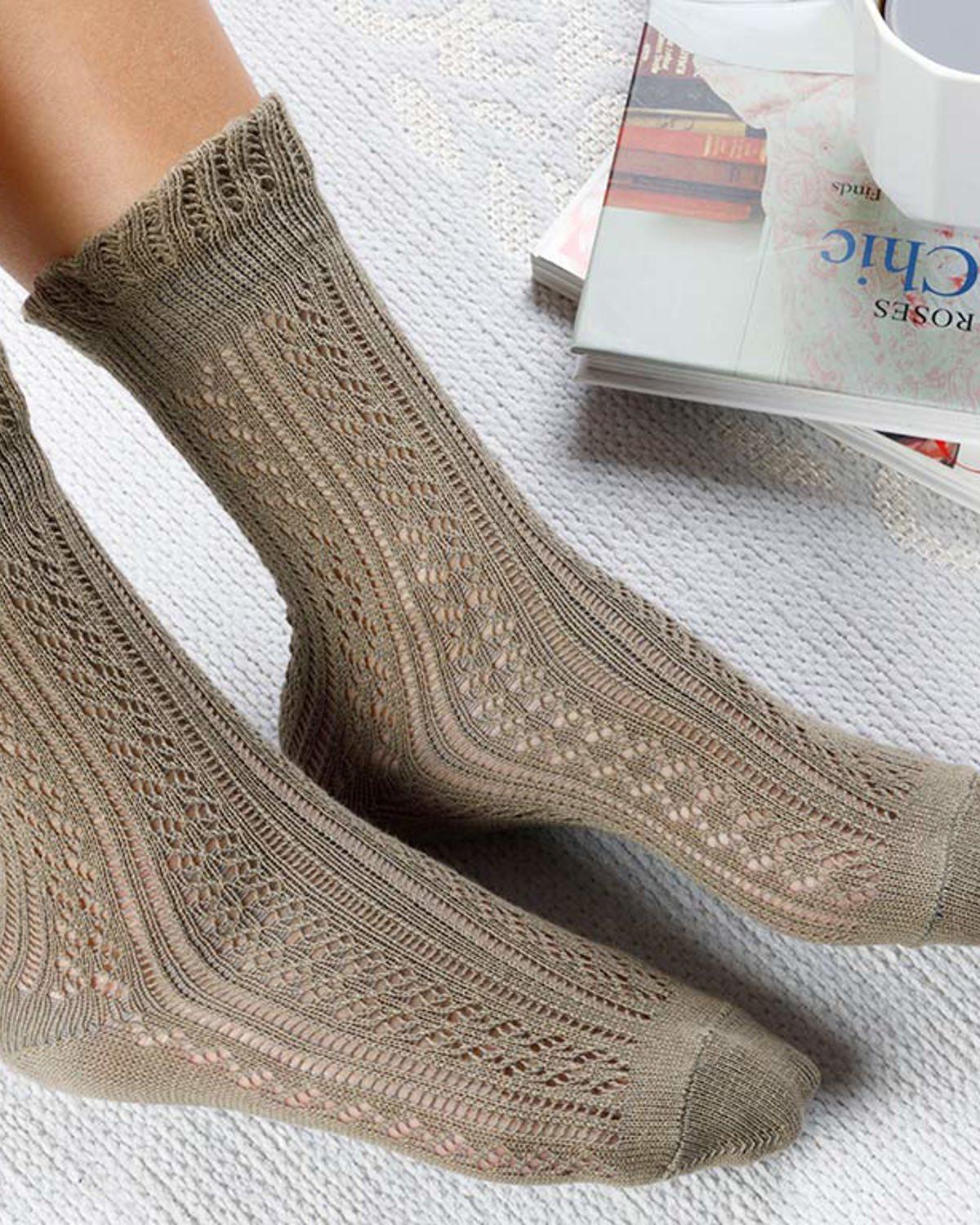 Fishnet Long Чорапи Памук Стандартен Маслиненозелен.