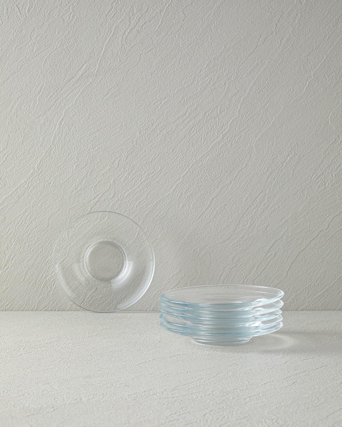 Fitted Glass 6 pcs Tea Plate 12 cm Transparent
