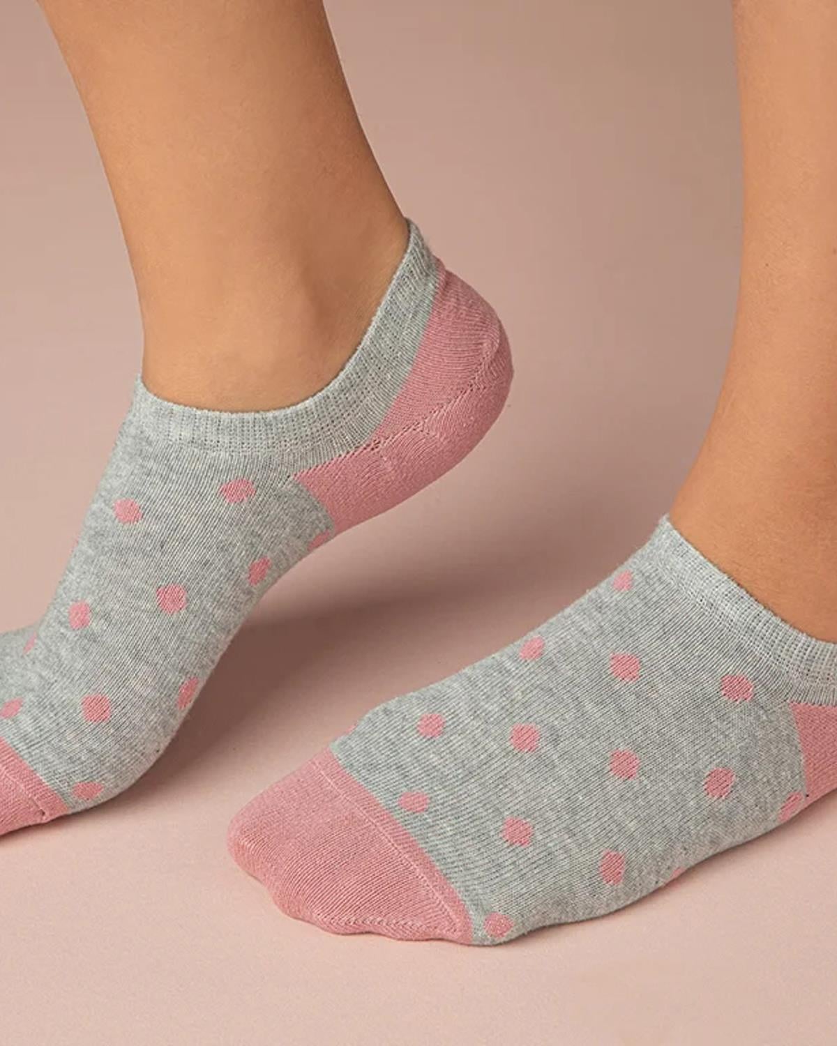 Fitted Dot Чорапи За Маратонки Дамски, Памучен, Розово, 36-40