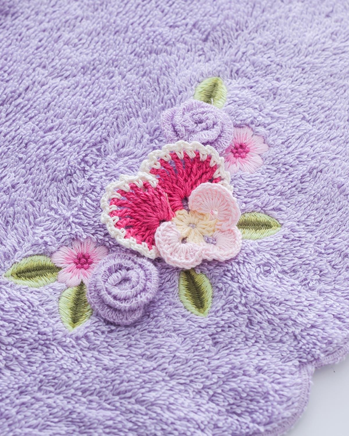 Floral Кърпа За Лице С дантела 50x80 см Светлолилав