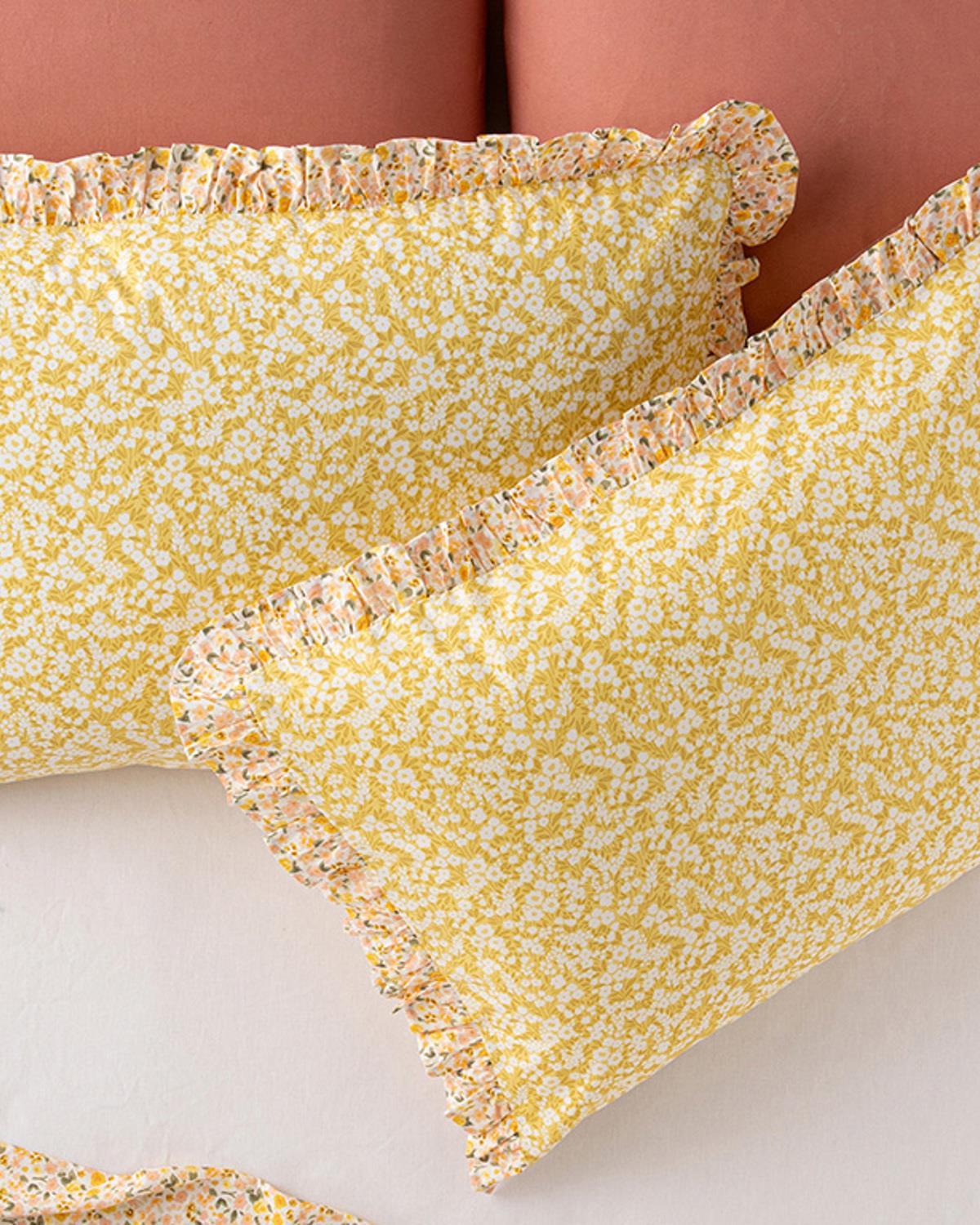 Floweret Cottony 2 Set Pillowcase 50x70 cm Yellow
