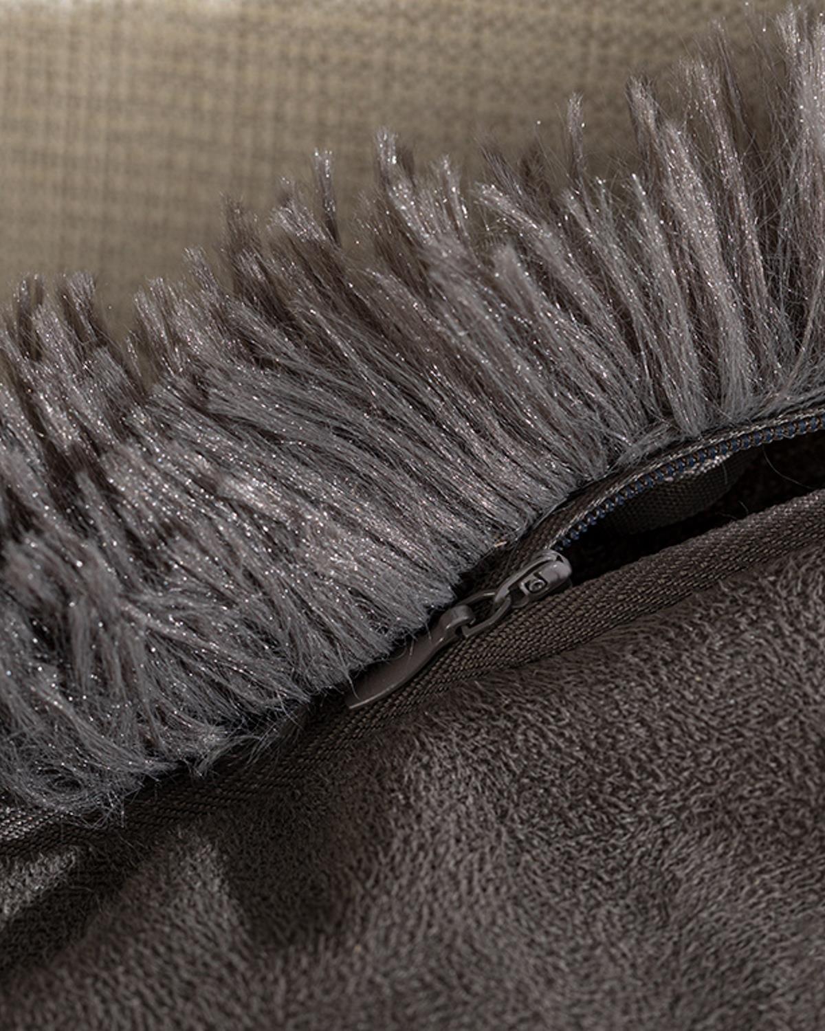 Fluffy Декоративна Калъфка За Възглавница Плюш, Антрацит, 45 X 45 Cm