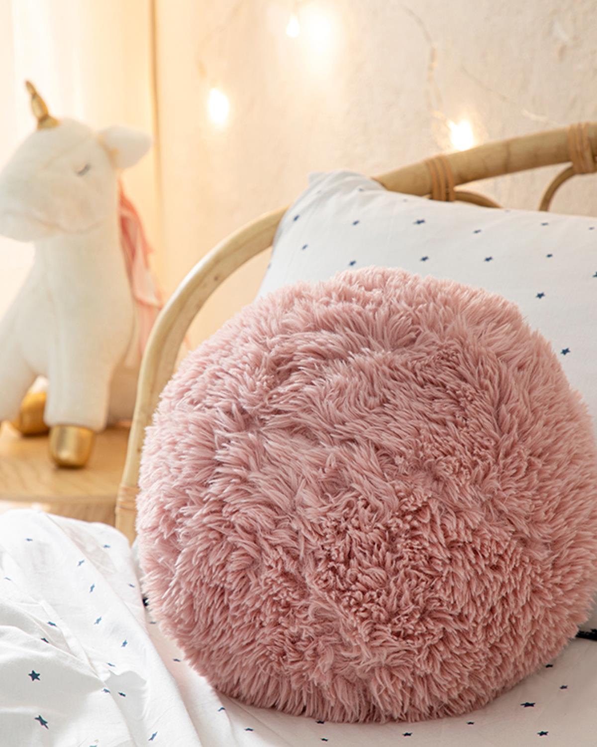 Fluffy Ball Decorative Cushion 40 cm Pink