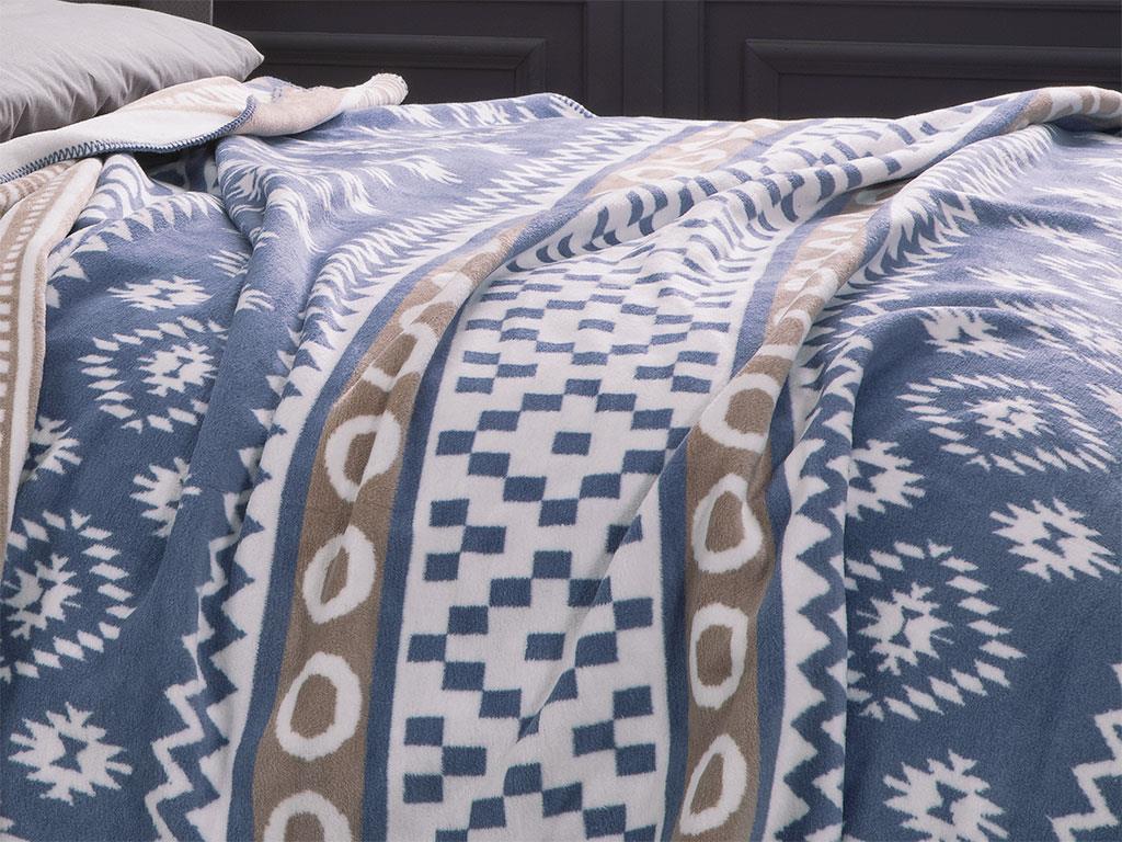Folk ОДЕАЛО Tek Kişilik Памучен 150x200 cm Blue.