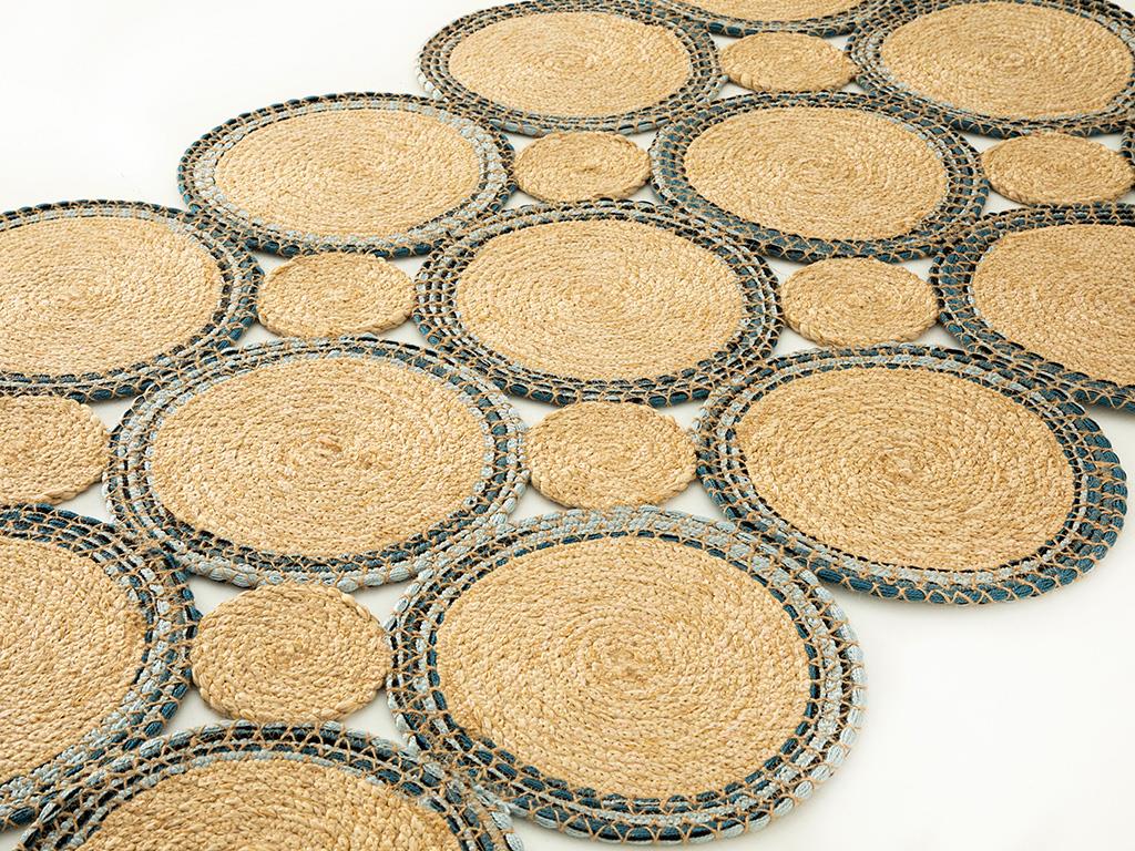 Freya Jute Decorative Jute Carpet 120x180 cm Natural - Blue