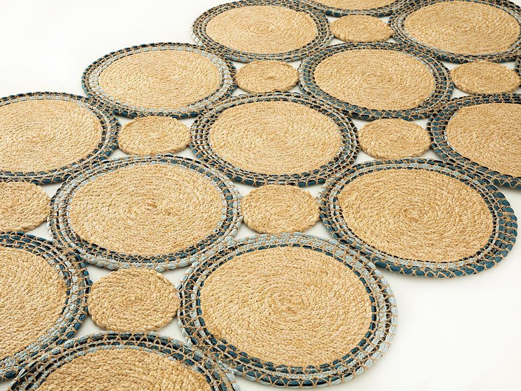 Freya Jute Decorative Jute Carpet 90x150 cm Natural - Blue