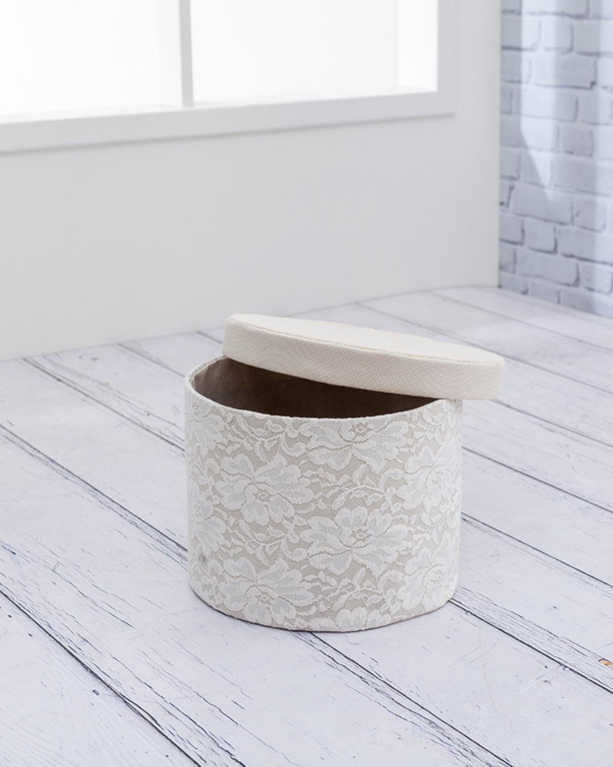 Frill Кутия За Съхранение С капак и дантела С дантела 25x18 cm Бежов