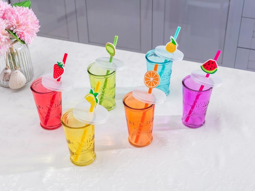 Fruit ЧАША Със сламка 6 броя Colorful.