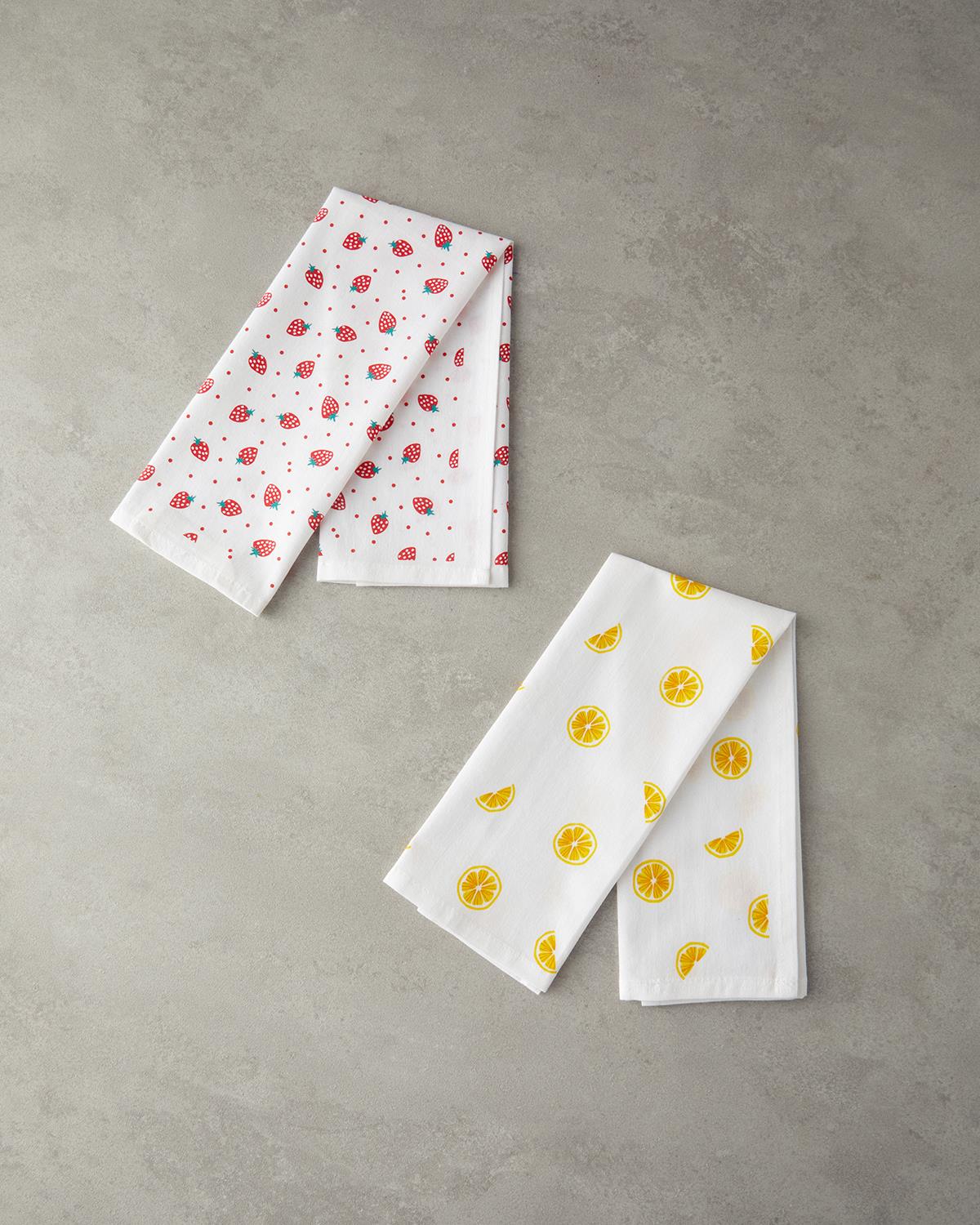 Fruits Кърпа За Сушене 2 бр. Памук 30x50 см Червен - Жълт