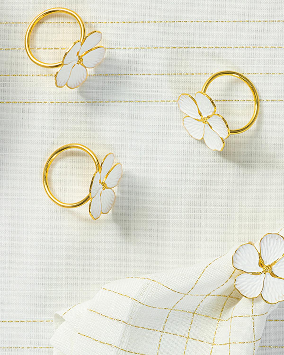 Fure Пръстен За Салфетки 4 Бр., Метал, Бяло, 4,5 Cm