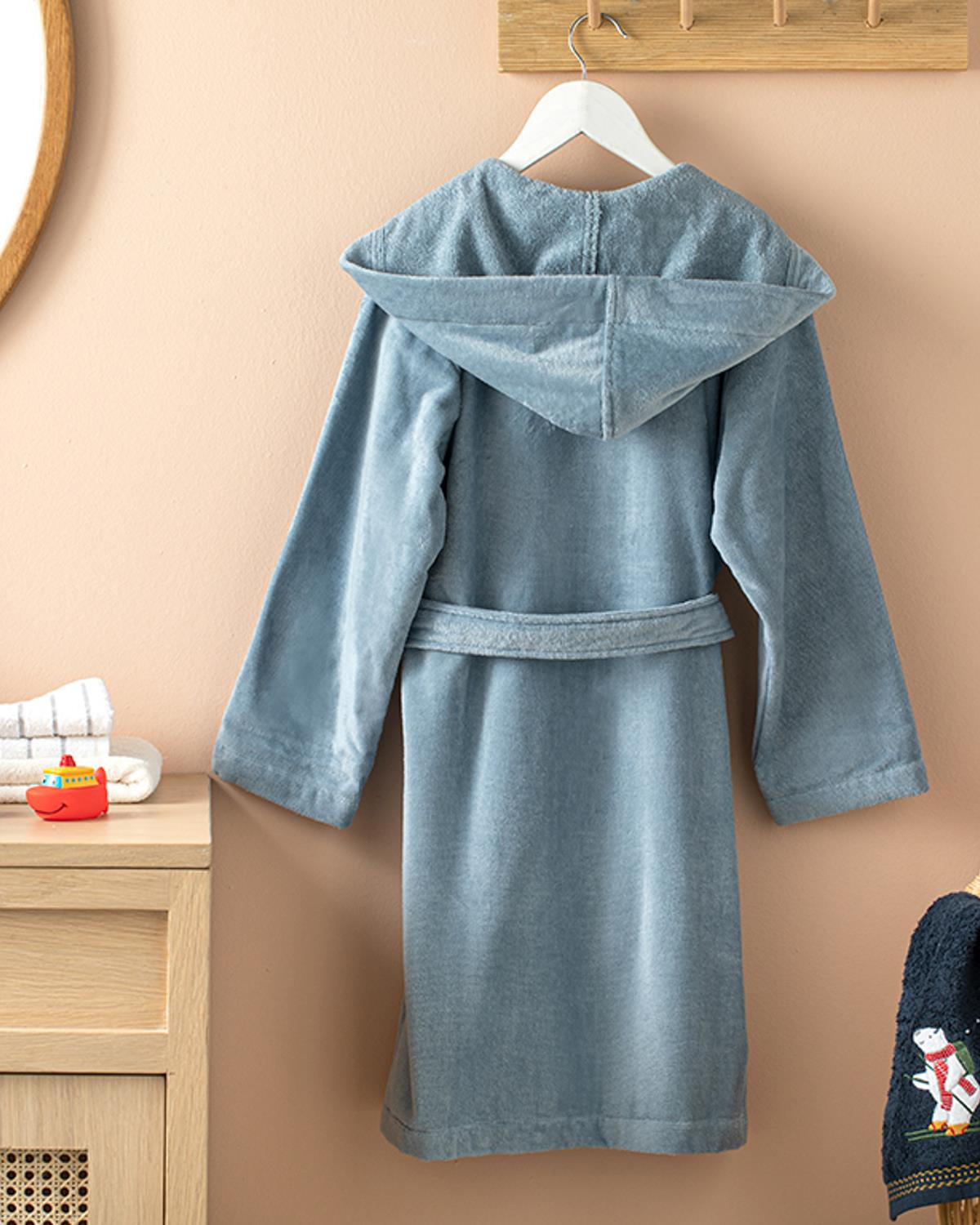 Galaxy Детски Халат Кадифе, Синьо, 6-8 Години