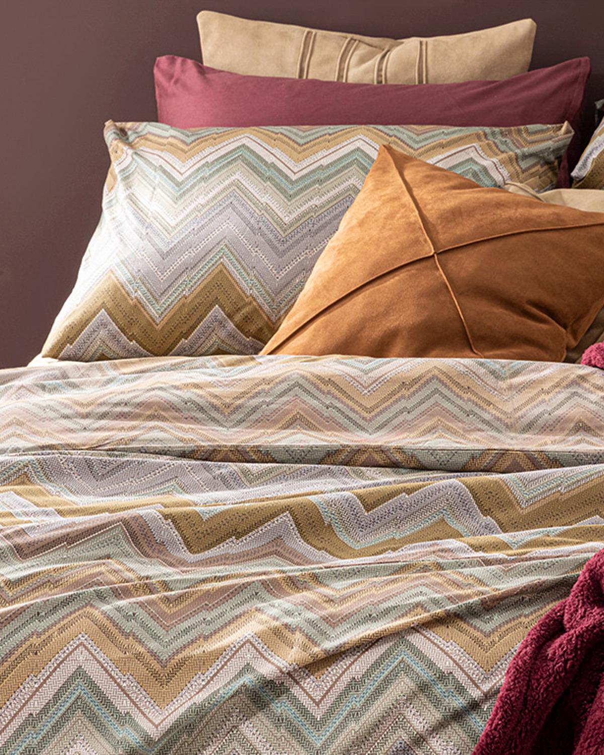 Genesis Спален Комплект Двоен Памучен 200x220 см Маслиненозелен - Виолетов