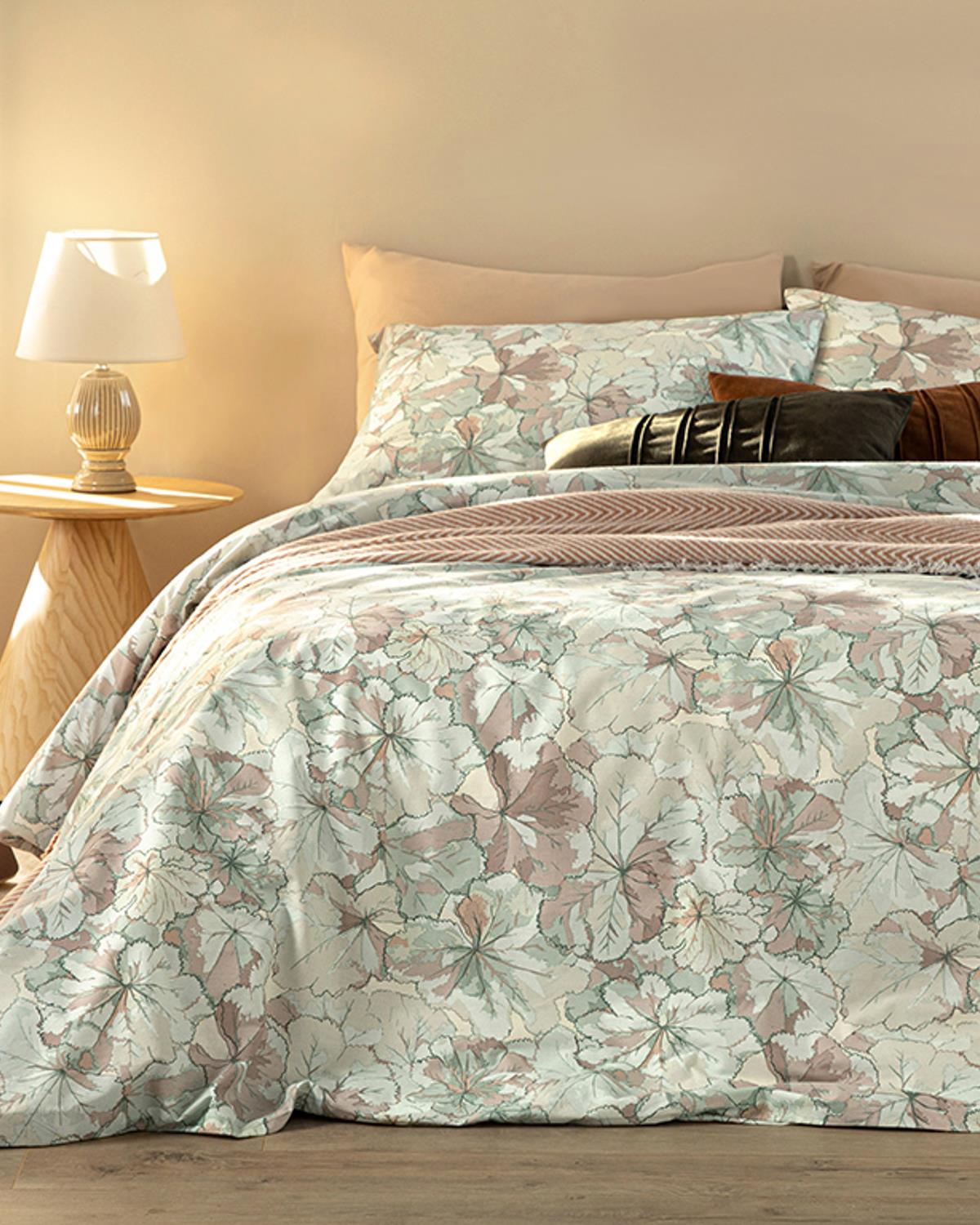 Geranium Спален Комплект Единичен Памучен 160x220 см Морскозелен