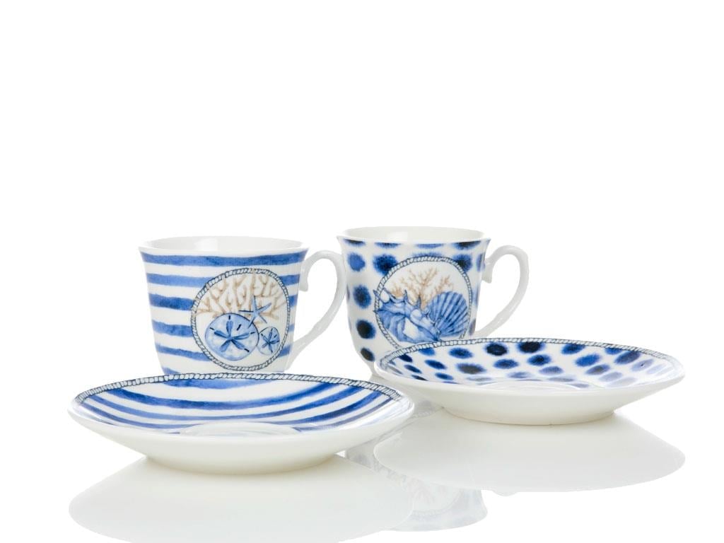 Gina Сервиз за Кафе 4 Parça 2 Kişilik New Bone 90 ml Blue.