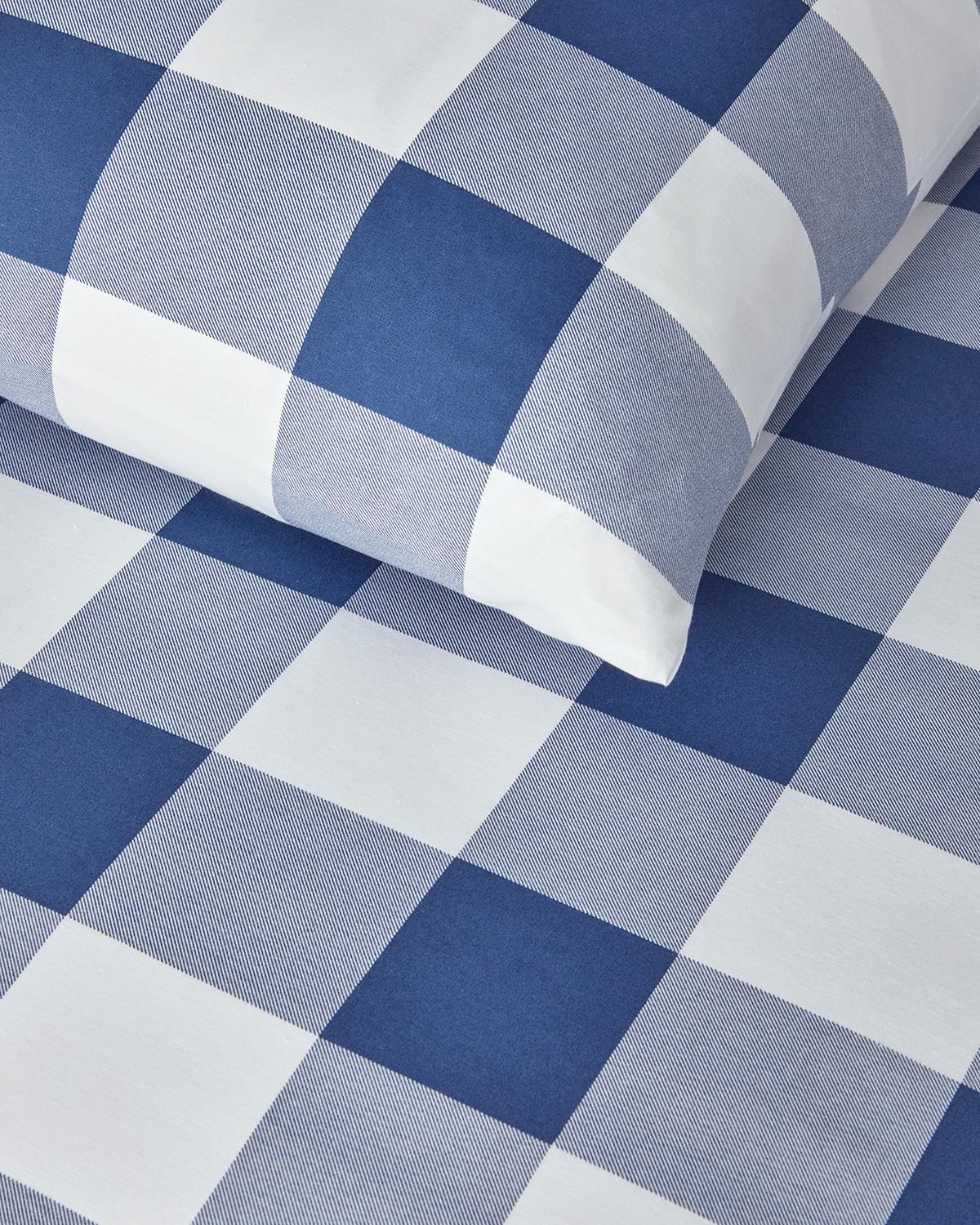 Gingham Спален Комплект Единичен Лесно за гладене 160x220 см Морскосин