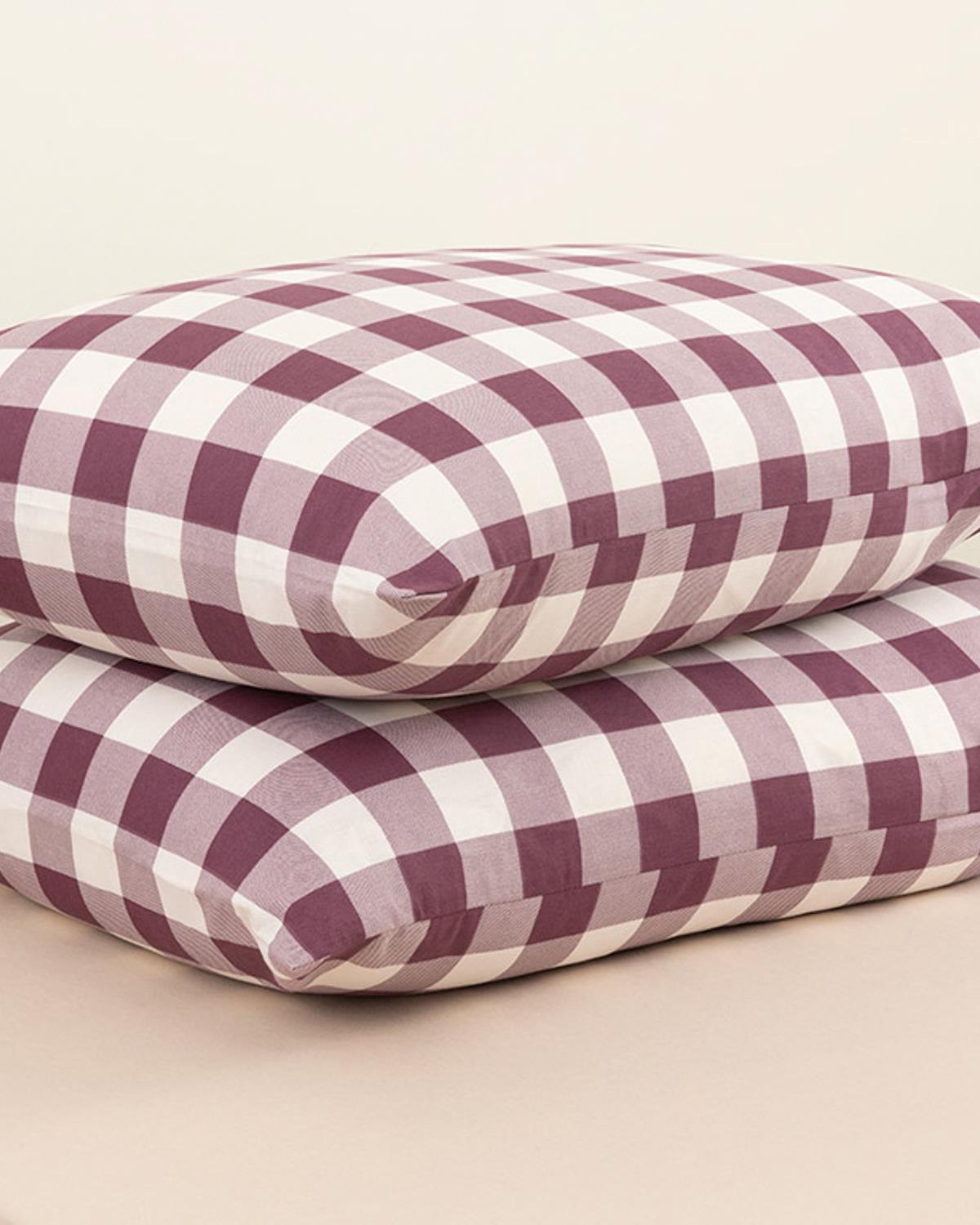 Gingham Калъфка За Възглавница 2 бр. Памучен 50x70 см Дамсон