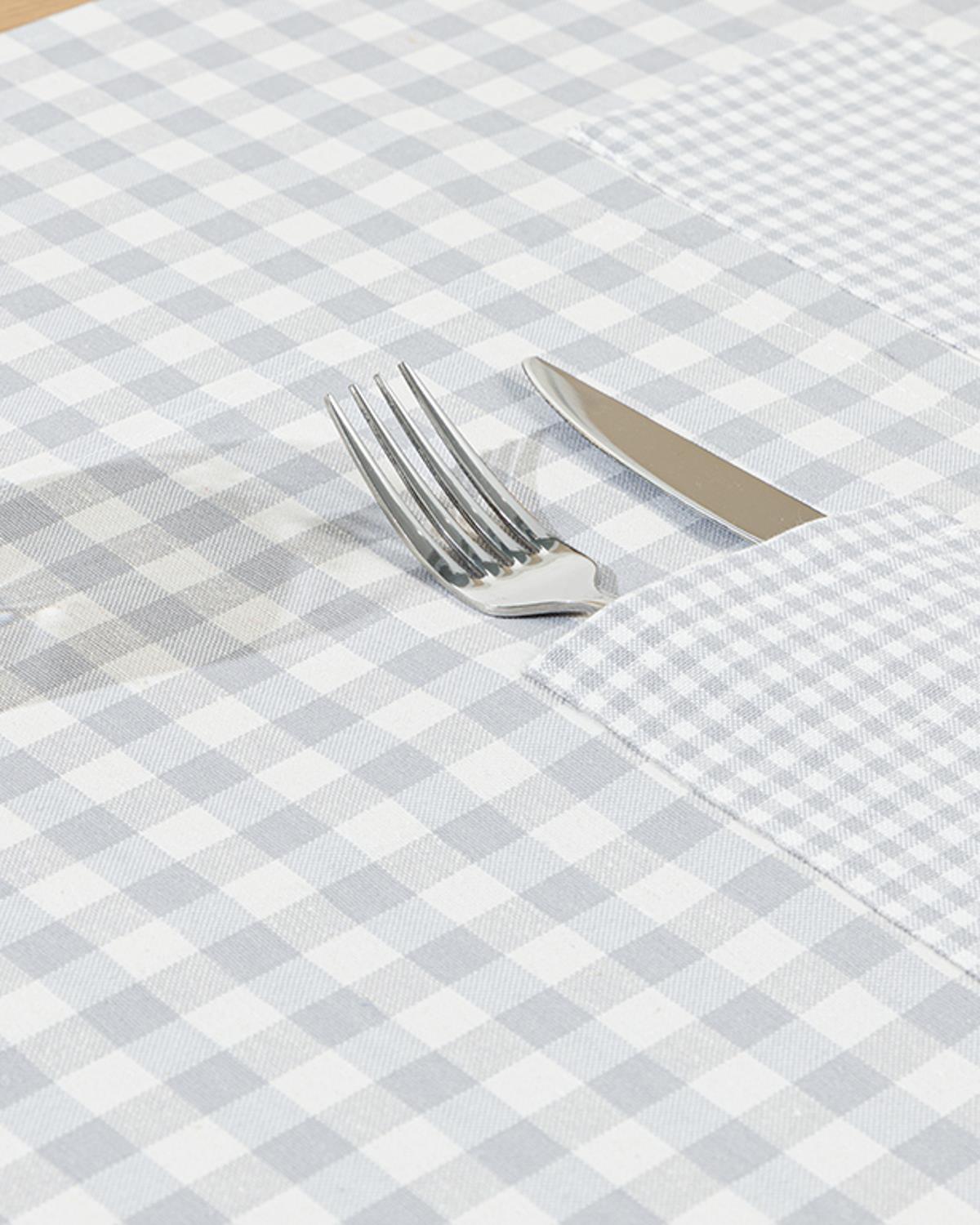 Gingham Подложки За Хранене 2 бр. Памучен полиестер 30x50 см Сив