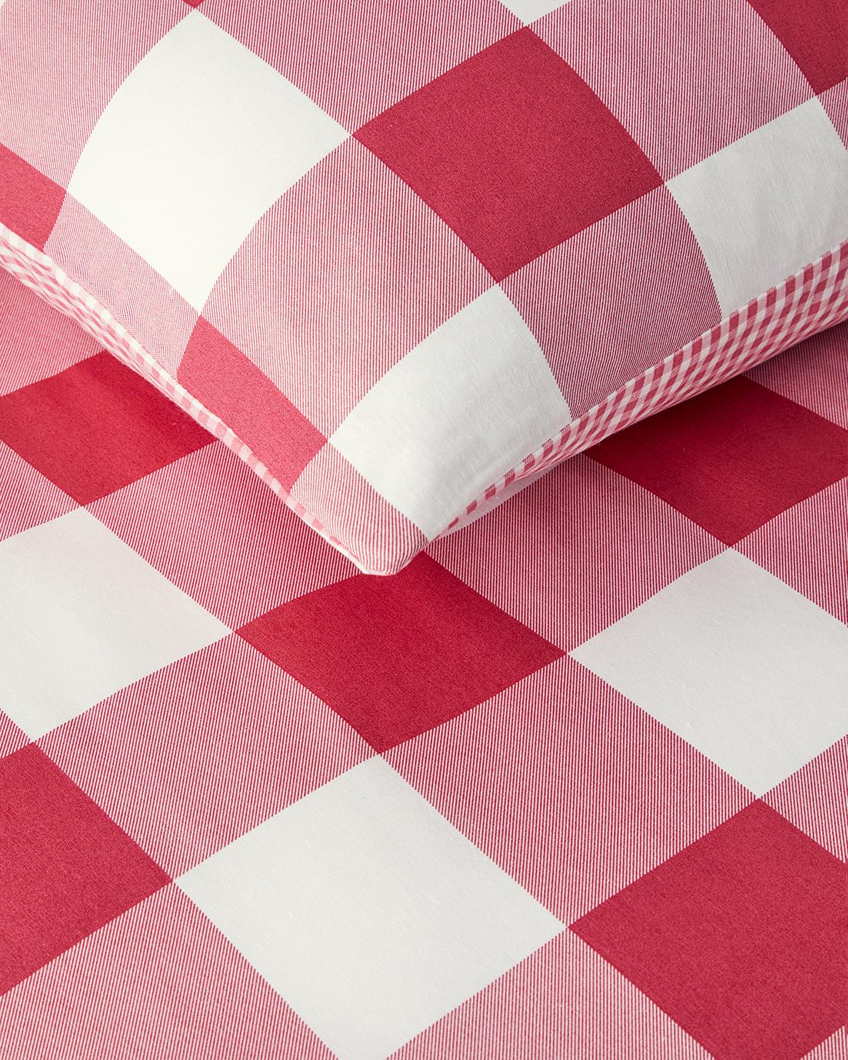 Gingham Спален Комплект Двоен Лесно за гладене 200x220 см Розов