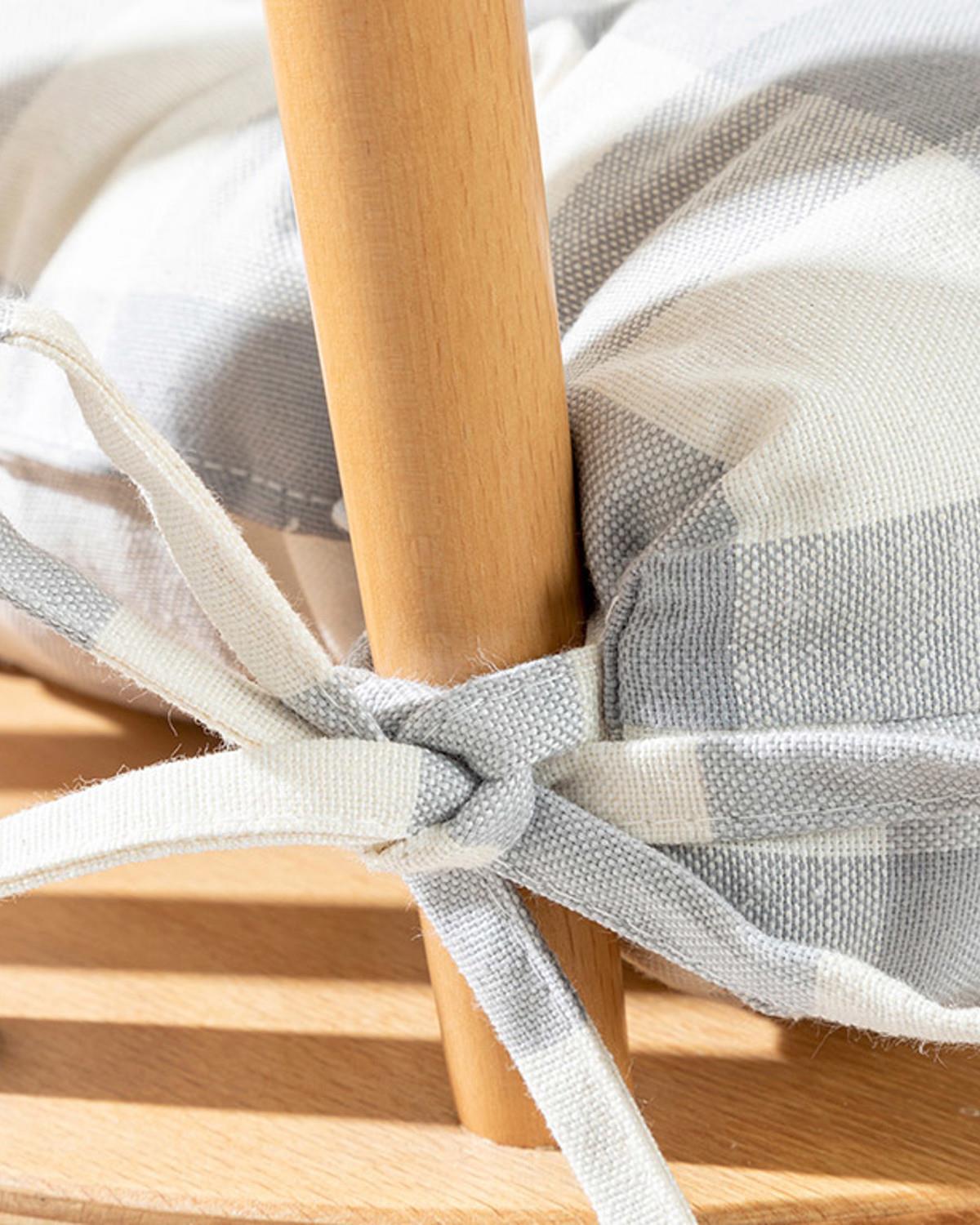 Gingham Кухненска Възглавница За Стол Памучен полиестер 45x45 см Сив