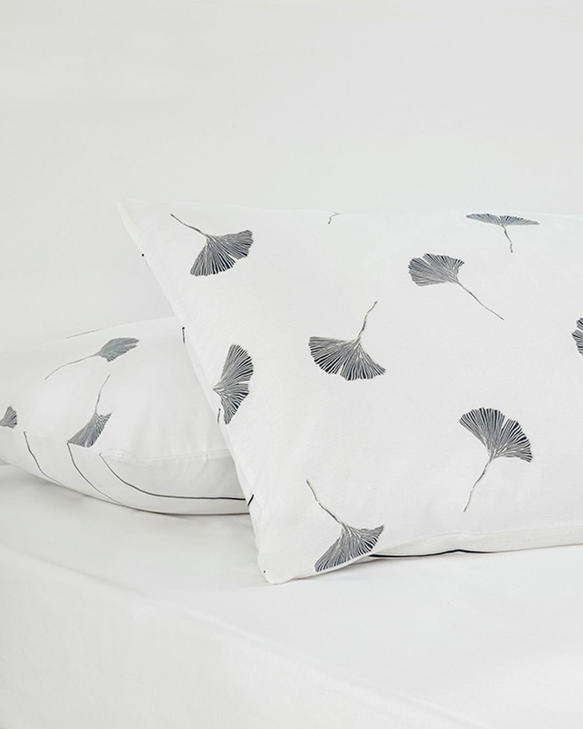 Gingko Leaf Калъфка За Възглавница 2 бр. Памучен 50x70 см Морскосин