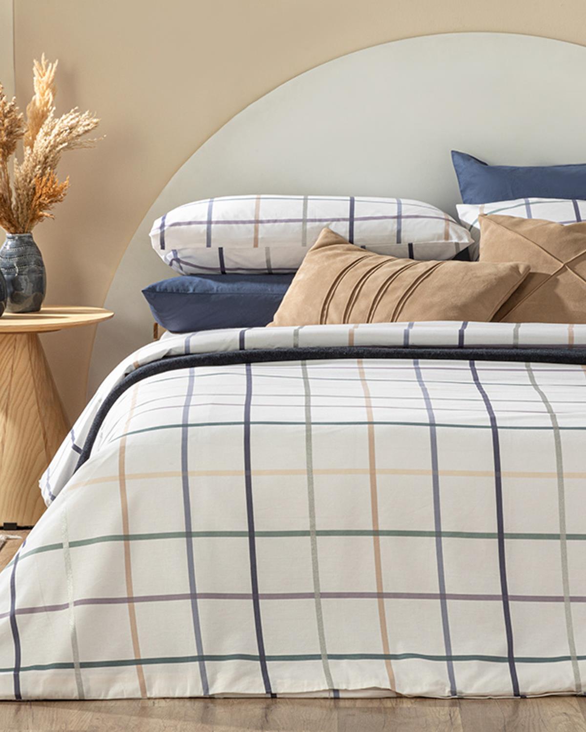 Glam Check Cottony Double Person Duvet Cover Set Pack 200x220 cm Blue