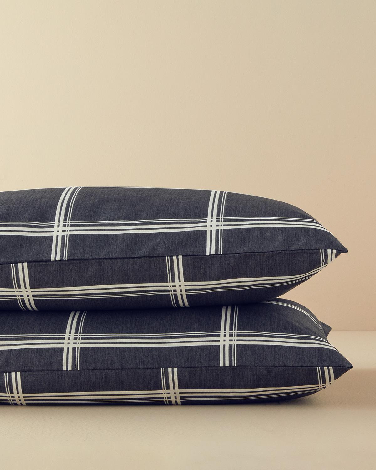 Glen Check Калъфка За Възглавница 2 бр. Лесно за гладене 50x70 см Антрацит