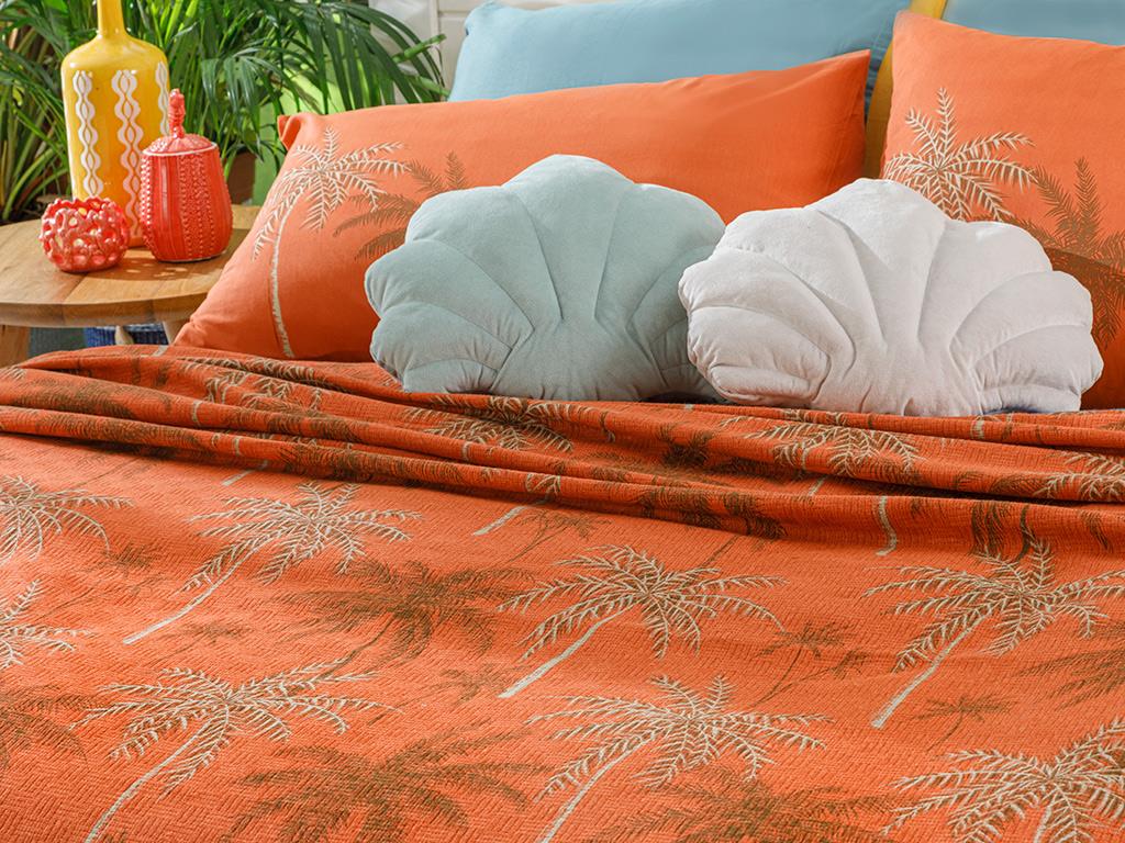 Glitter Palm ПОКРИВКА Двоен човек Отпечатано 200x220 cm Изгорял оранжев