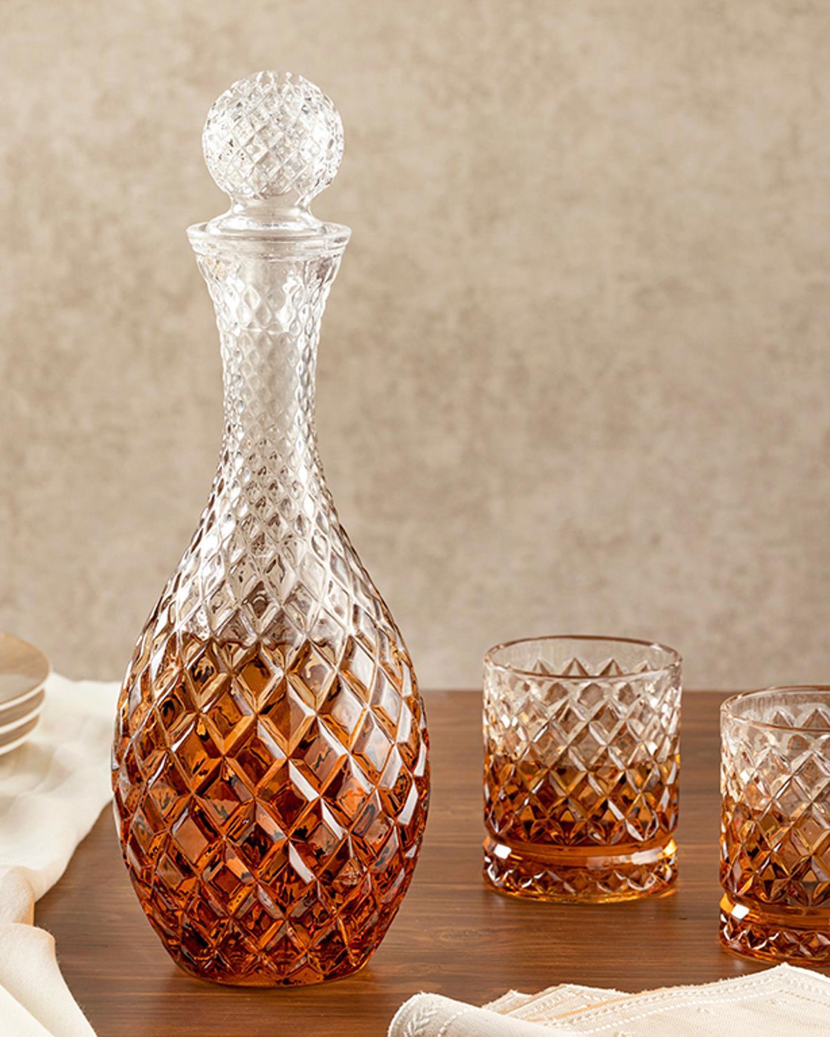 Glossy Комплект Караф 3 Части, Стъкло, Кафяво, 1300 Ml