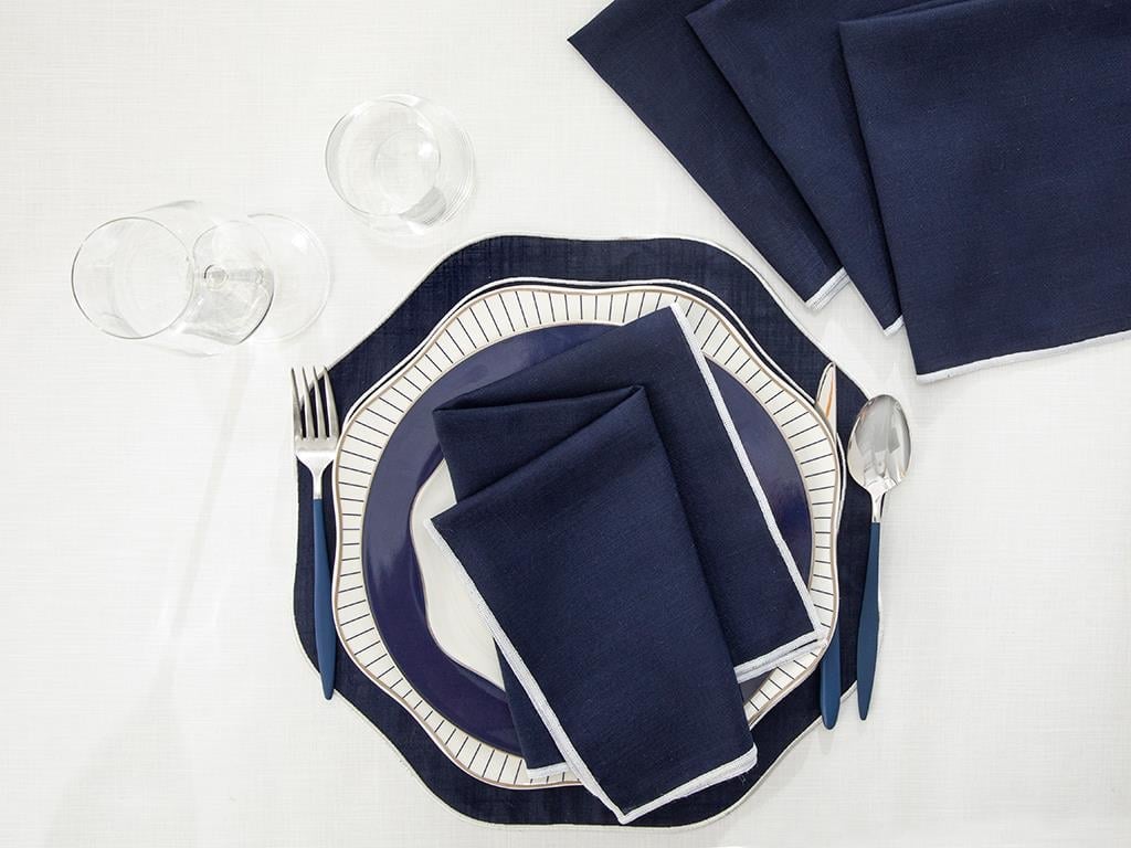 Grace Салфетка За Гости 4 Бр., Полиестер, Тъмно Синьо, 45 X 45 Cm