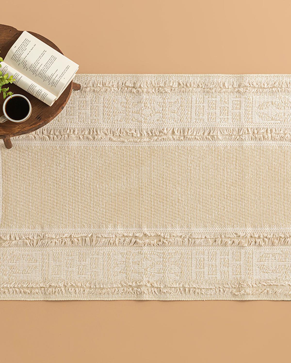 Greta Fringed Rug 80x150 cm Cream