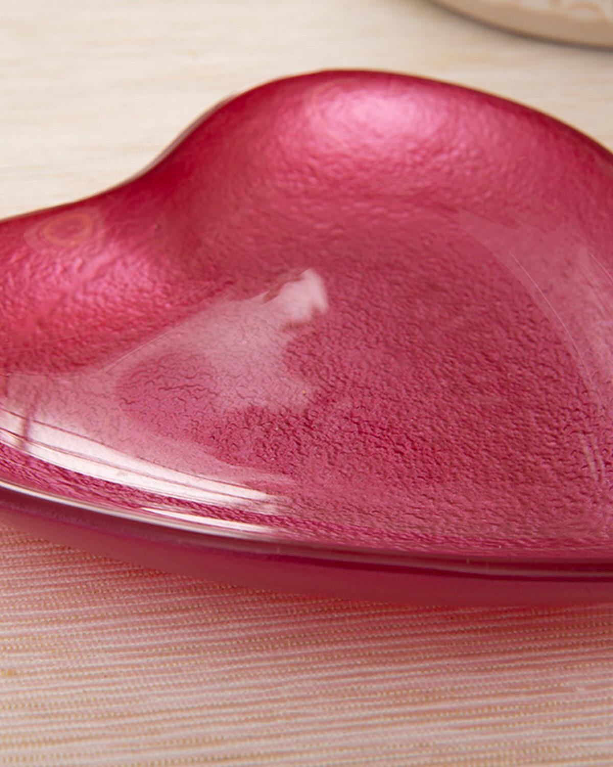 Heart Чиния За Торта Стъкло 14 см. Червен