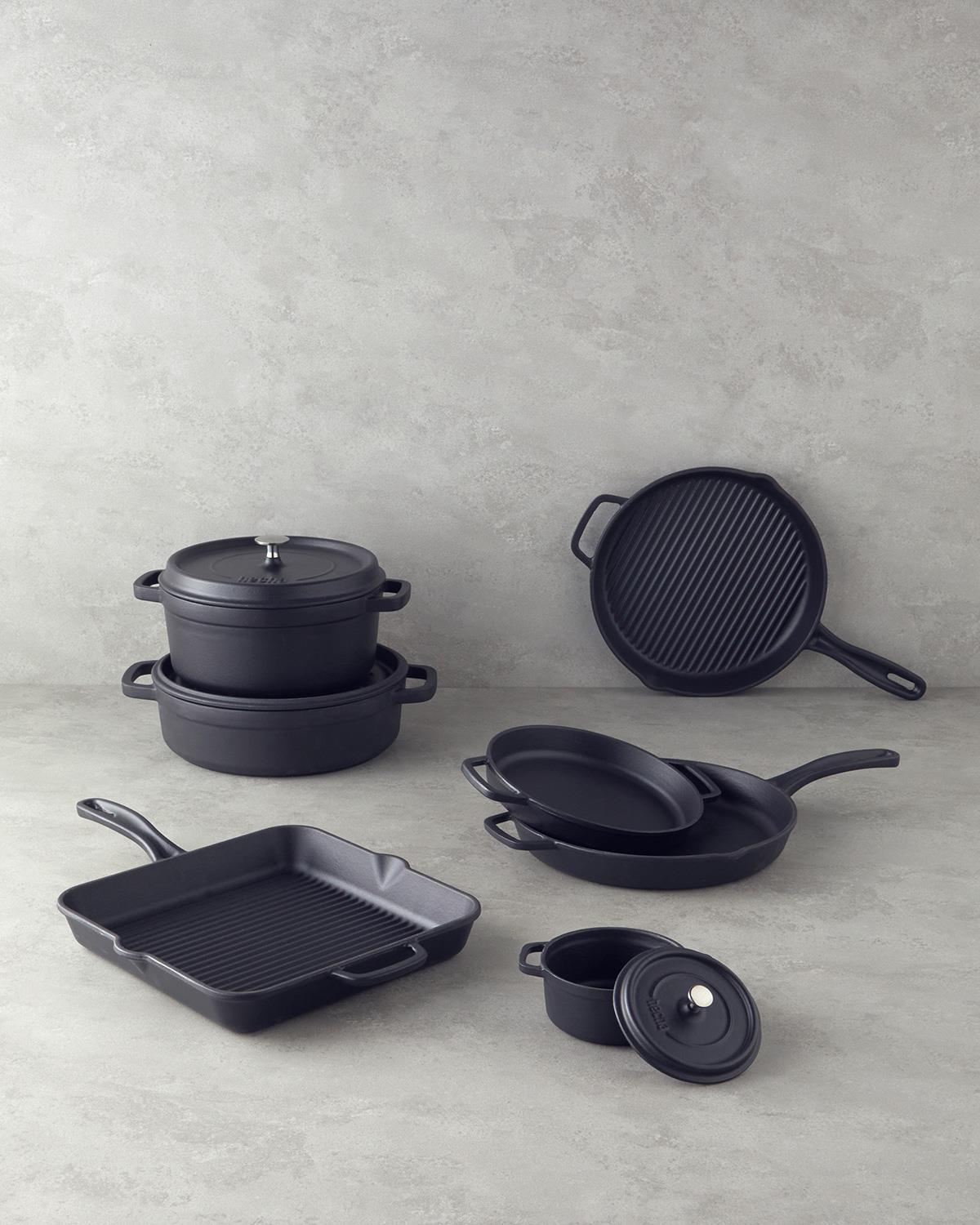 Hecha Грил Тиган Квадрат С чугунена отливка 28 см Черен