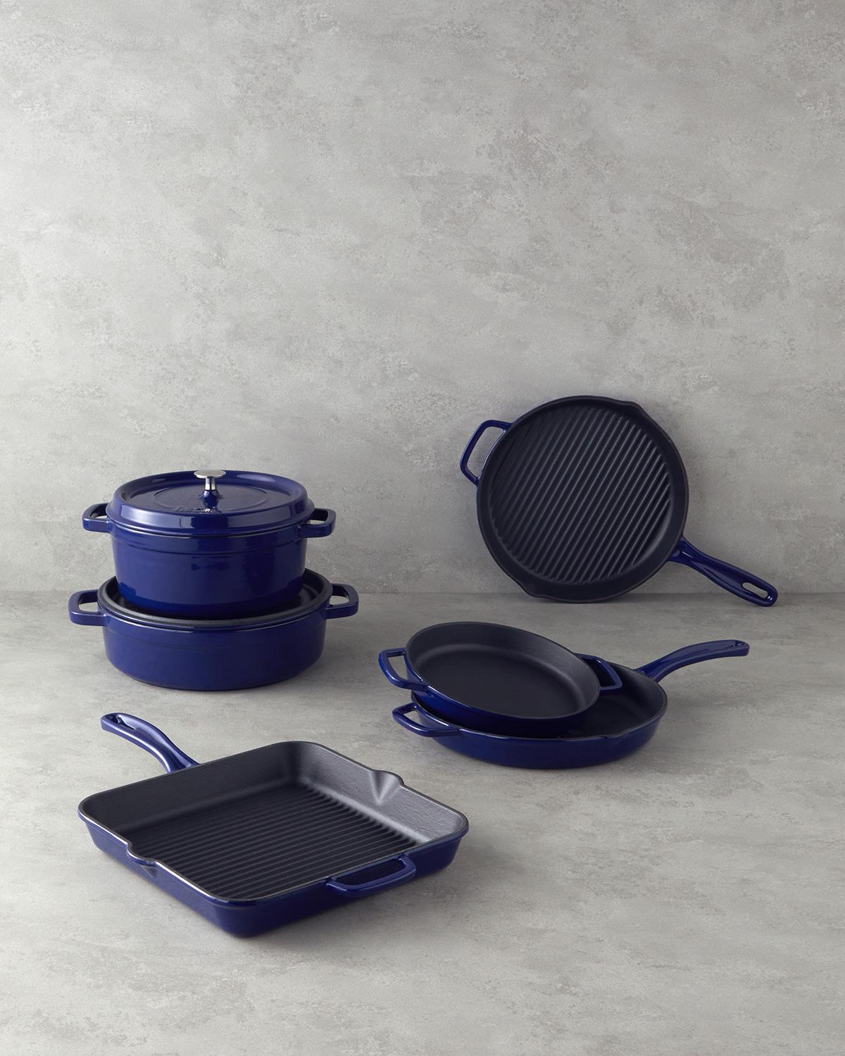 Hecha Грил Тиган Кръгъл С чугунена отливка 28x4 см Син