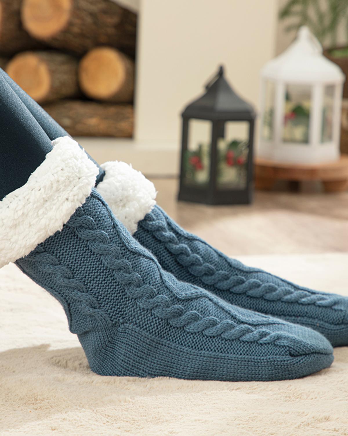 Home Socks Плюшени Чорапи Жена Трико 36-38 Тъмносин