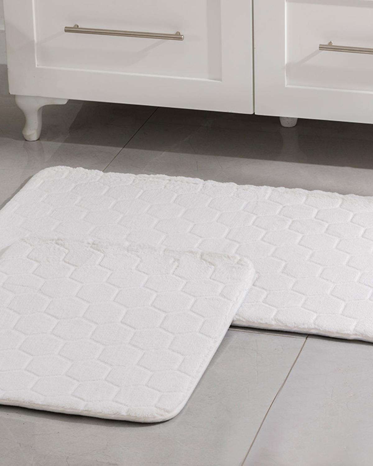 Honeycomb Комплект Постелки За Баня Полиестер 50x80 - 45x50 см Бял