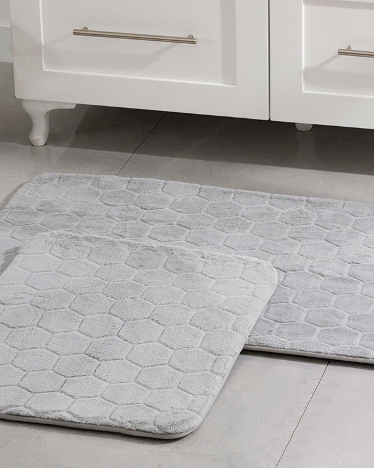 Honeycomb Комплект Постелки За Баня Полиестер 50x80 - 45x50 см Сив