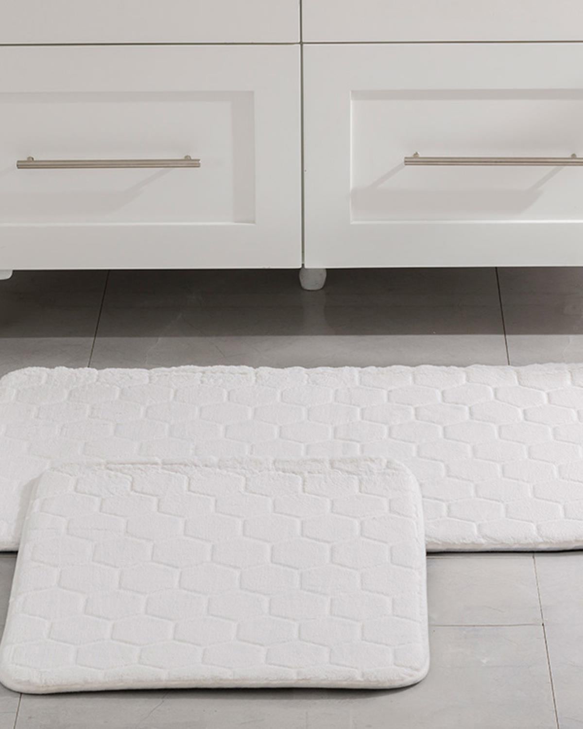 Honeycomb Комплект Постелки За Баня Полиестер 60x100 - 50x60 см Бял